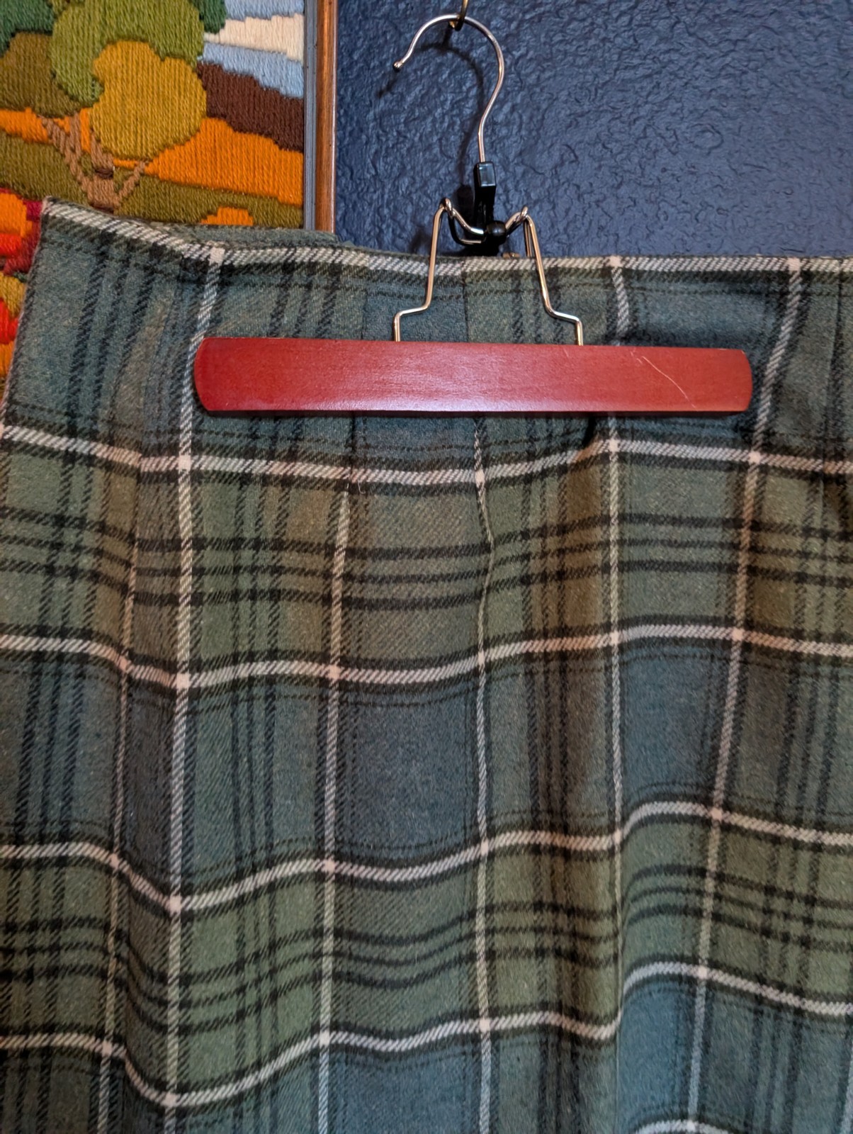 VTG J G Hook Blue Green Wool Blend Plaid Short Punk Prep Skirt Sz 12 Large L
