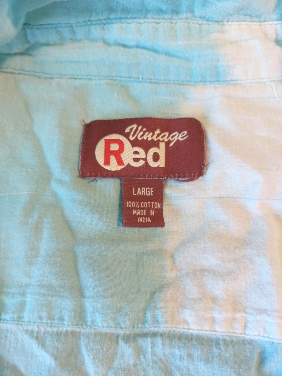Vintage Red Brand Men’s Large Button Up Long Sleeves Shirt 💯 % Thin Cotton