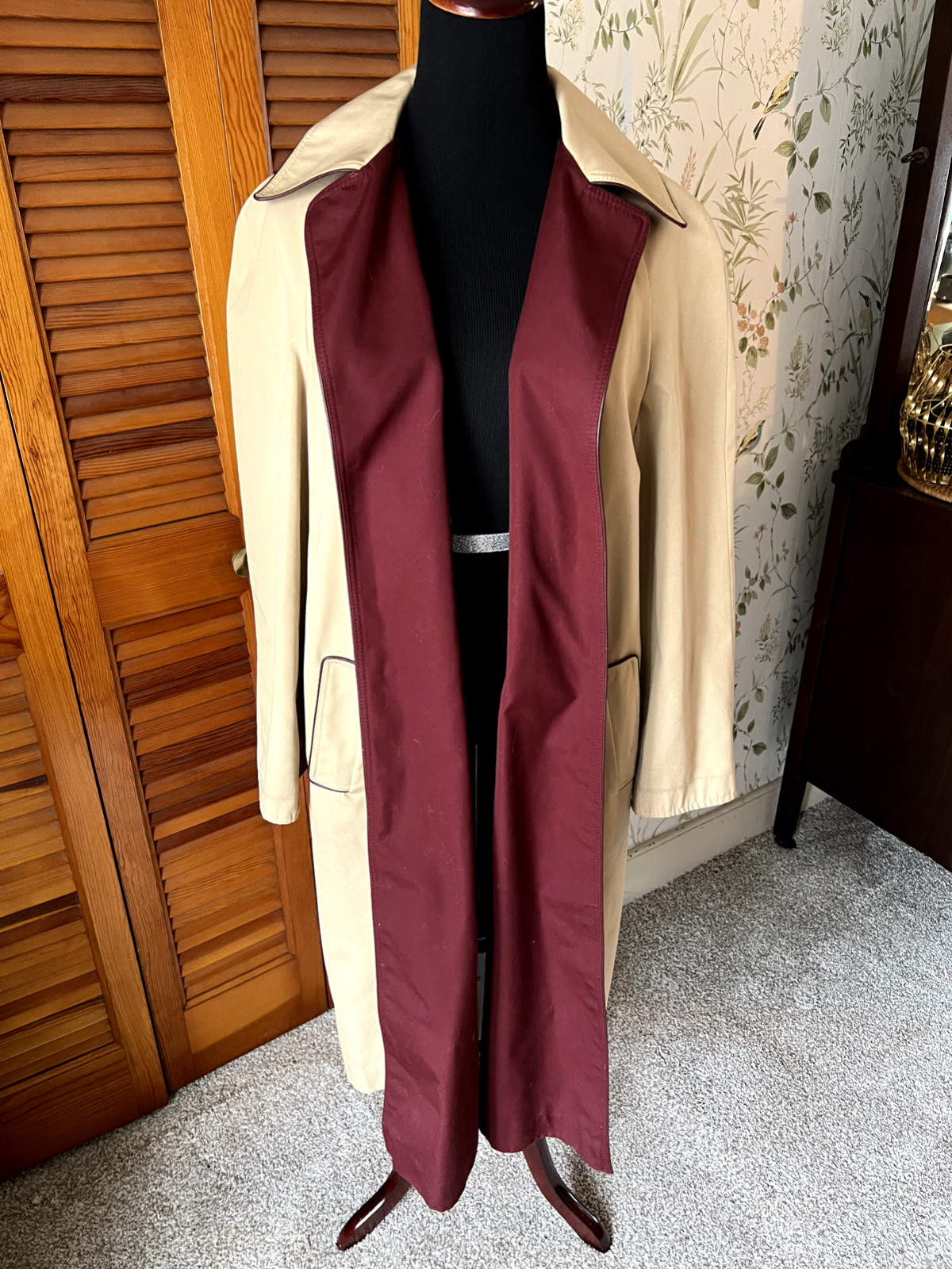 Vintage 1970’s Etienne Aigner Trench Rain Coat Jacket Reversible Size Small