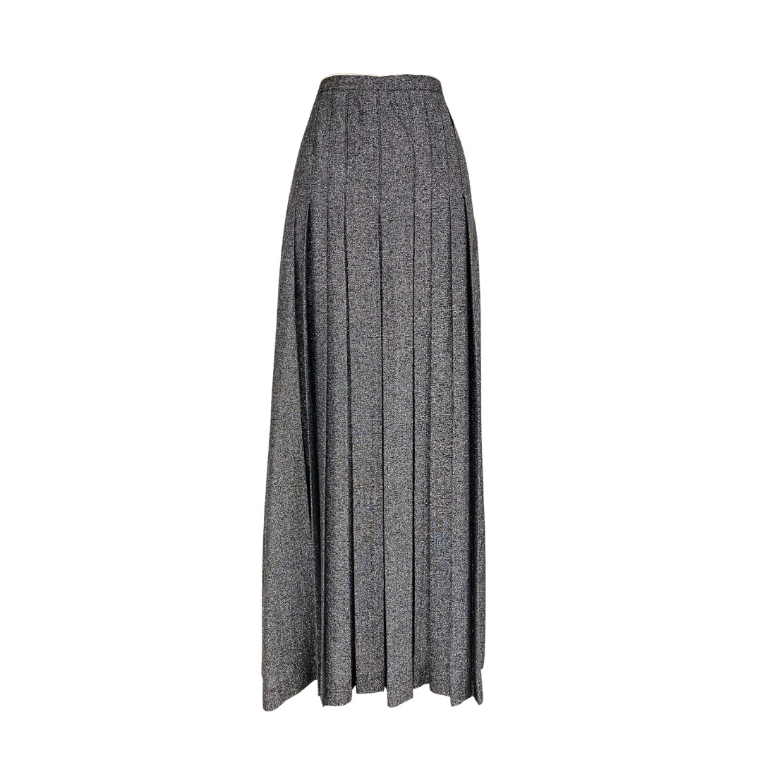 Vtg Vintage 1970s 70s Disco Era Glam Metallic Silver Geoffrey Beene Maxi Skirt