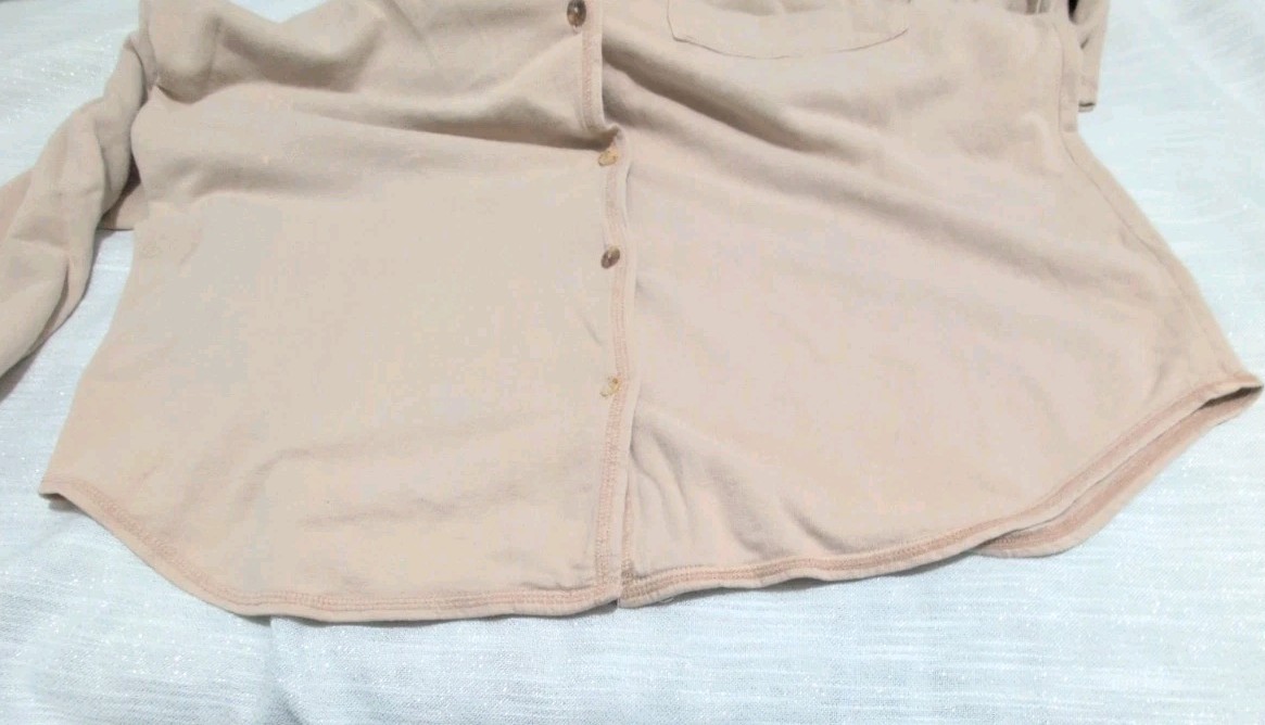 Vintage Cotton Studio Beige Button Shirt USA Made Wom. Sz. M DISCOLORATION SPOTS