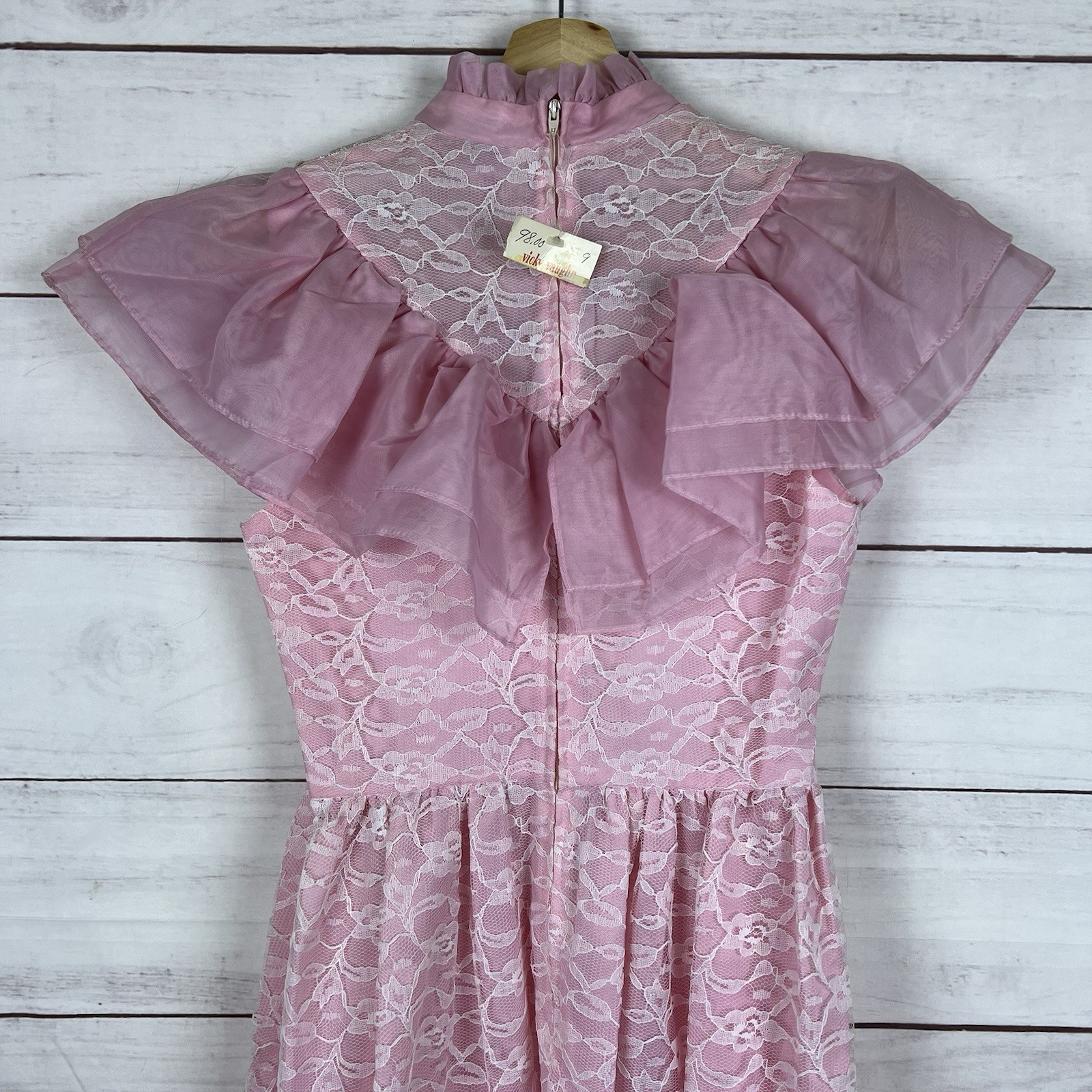 Vintage Vicky Vaughn Junior Dress Pink Size 9 ILGWU Union 70s 80s Small or XS