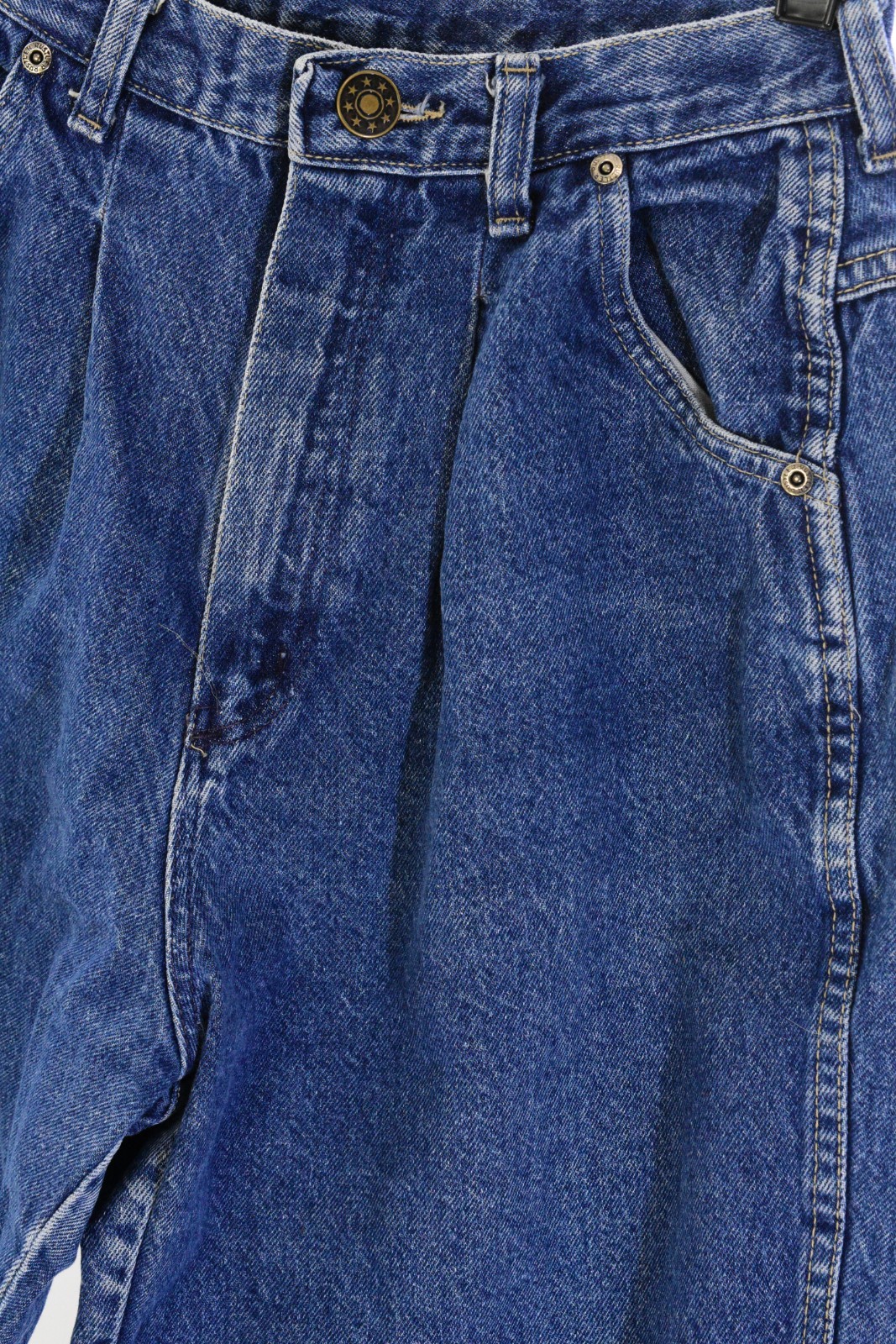 80s Vintage Dark Wash High Rise Pleated Tapered Leg Blue Denim Jeans Size 10