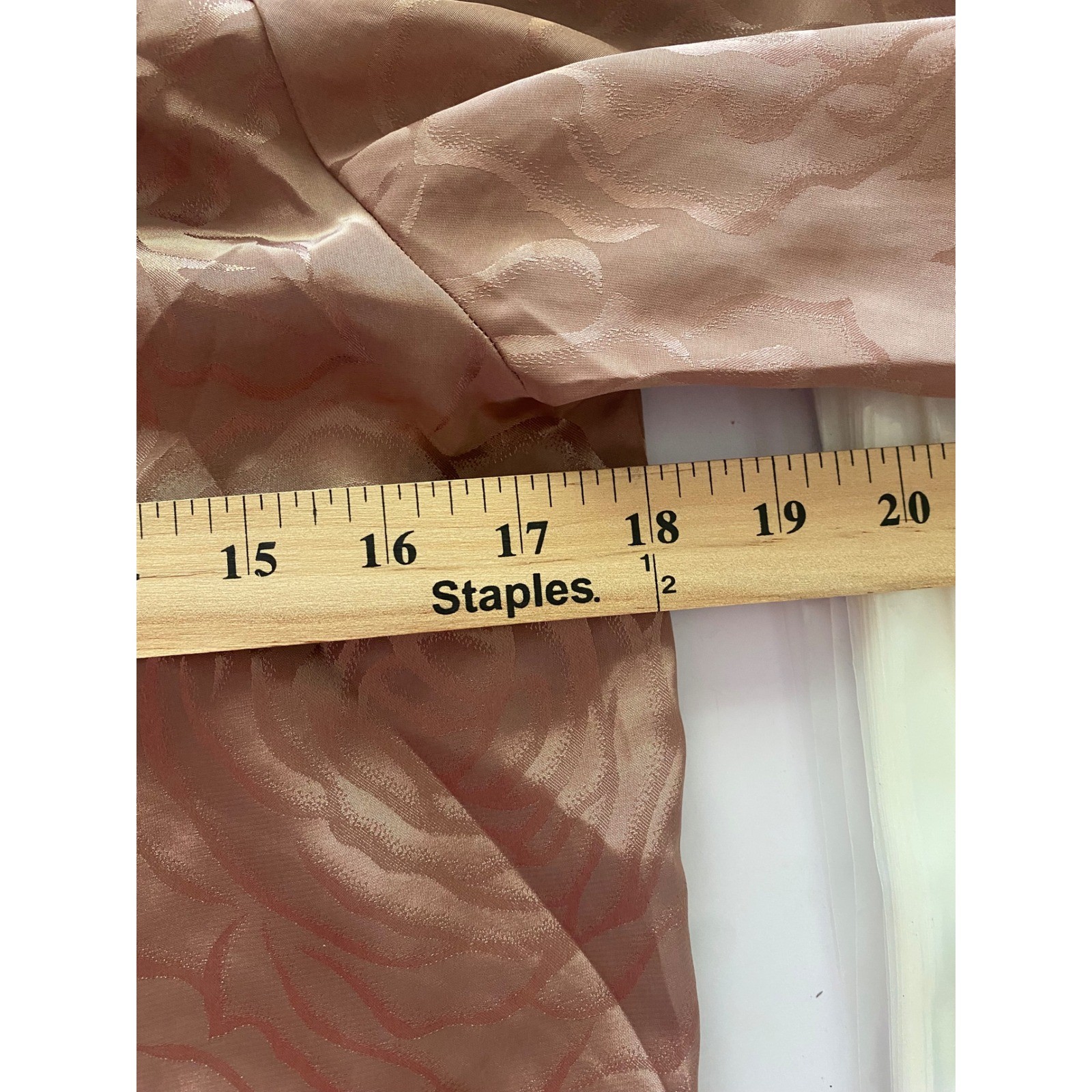 Laura and Jayne Vintage Tan Floral Jacquard Mock Neck Pleated Blouse