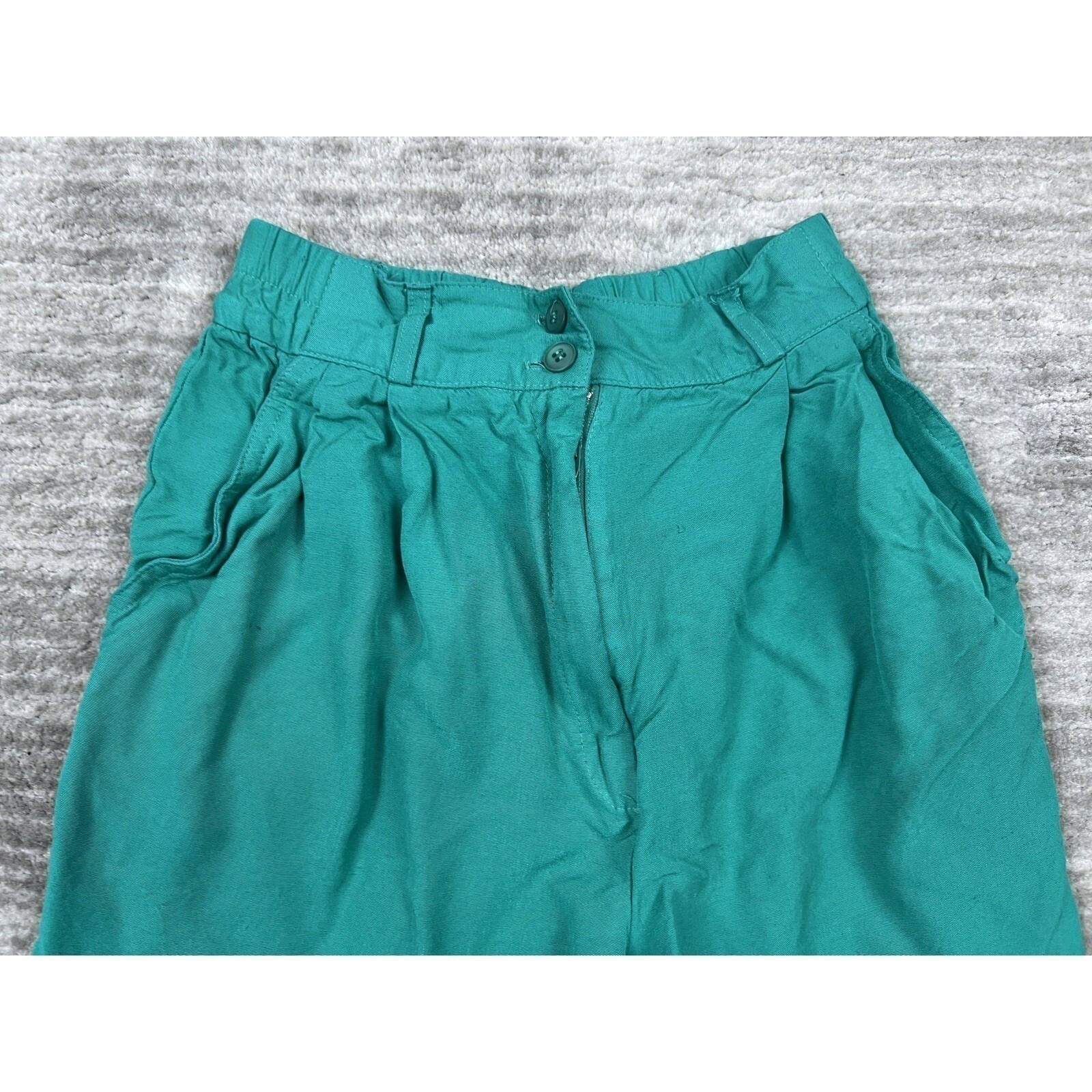Weathervane Petites Shorts Women 6P Teal Green Vintage Pleated High Waist USA