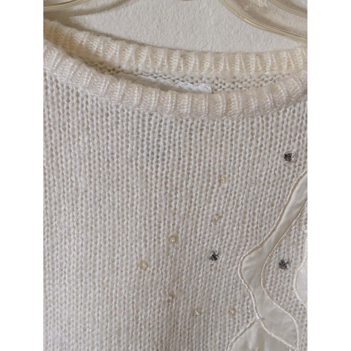 Vintage Croquet Club Embellished Cream Sweater Size M
