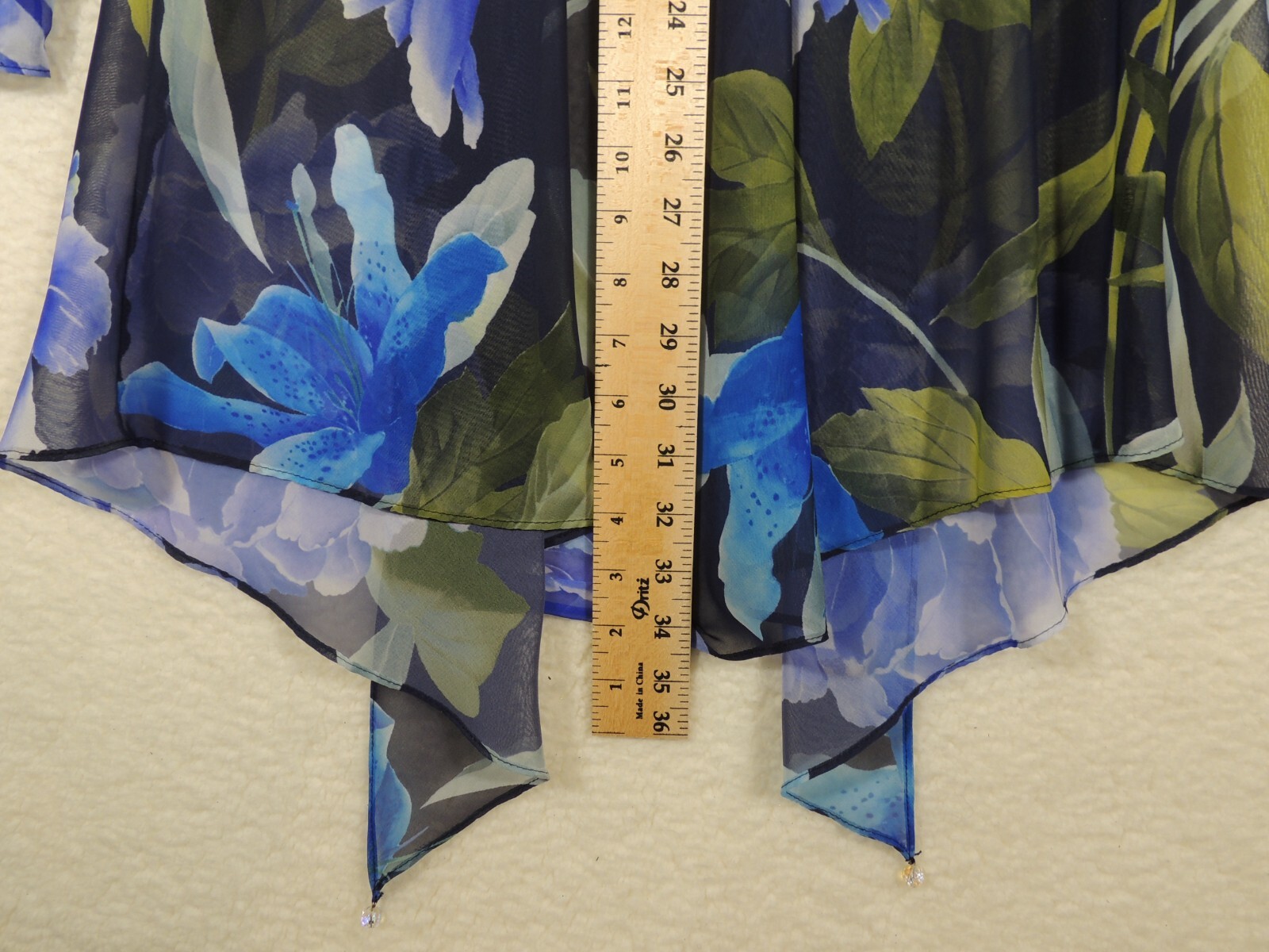 Cardigan Top Size Med? Lolette Sheer Open Front Cover Up Wavy Kimono See Measure