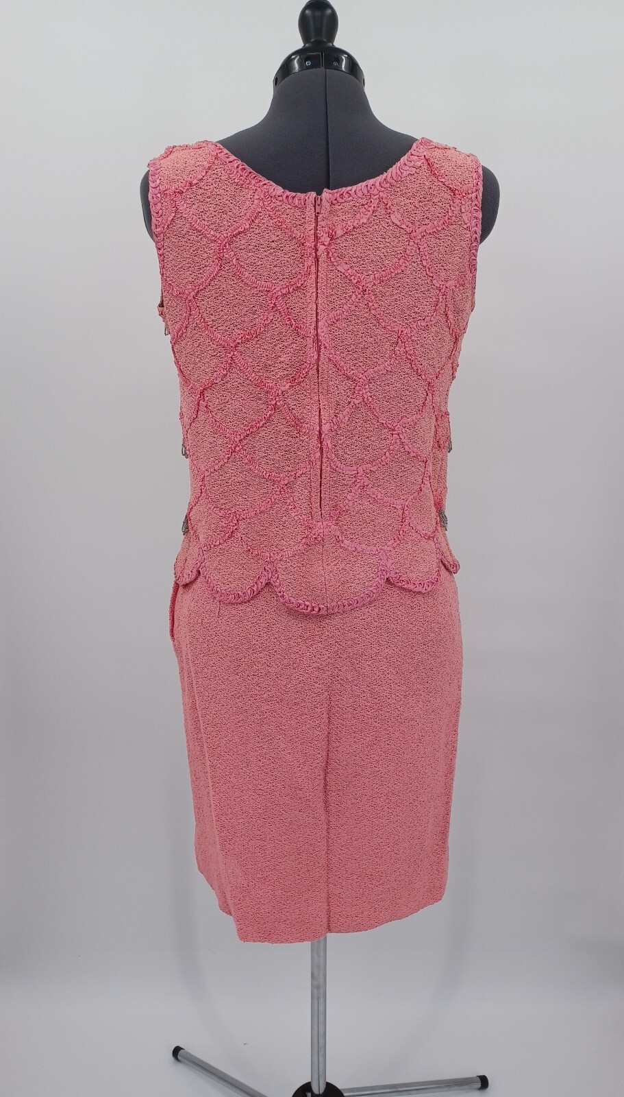 Vintage 1960s APOLLO Of New York Pink Knit Skirt Wiggle Beaded Shimmy Top