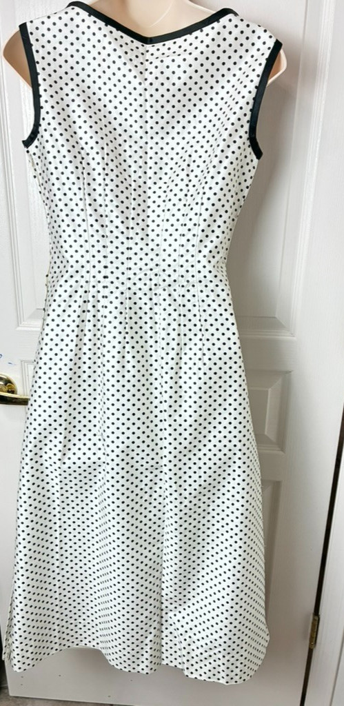 VTG 1960’s Home Made Blk Polka Dot Dress S Sleeveless Shift USA Cotton