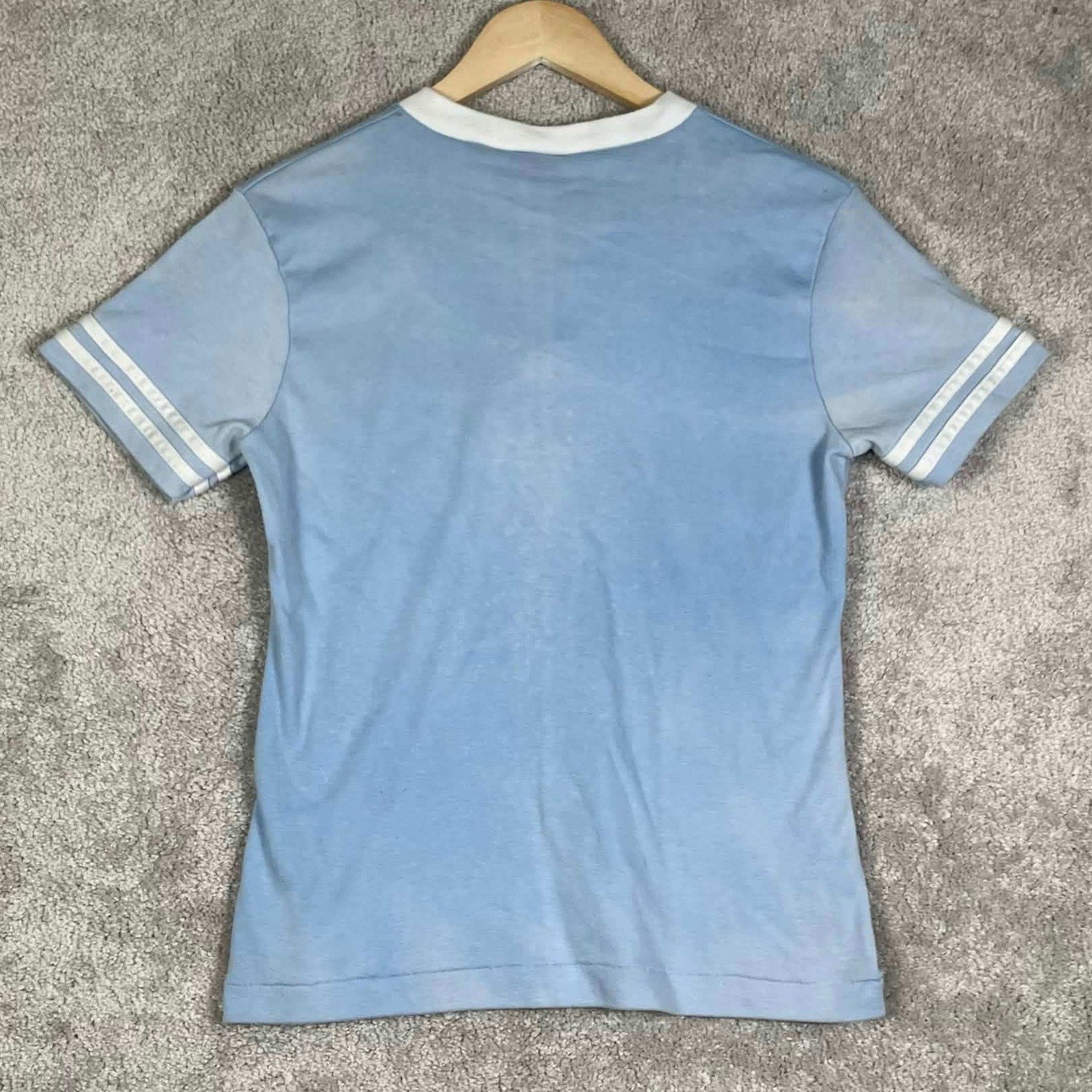 Vintage Le Riche Myrtle Beach SC V-Neck Shirt Light Blue Womens Large USA