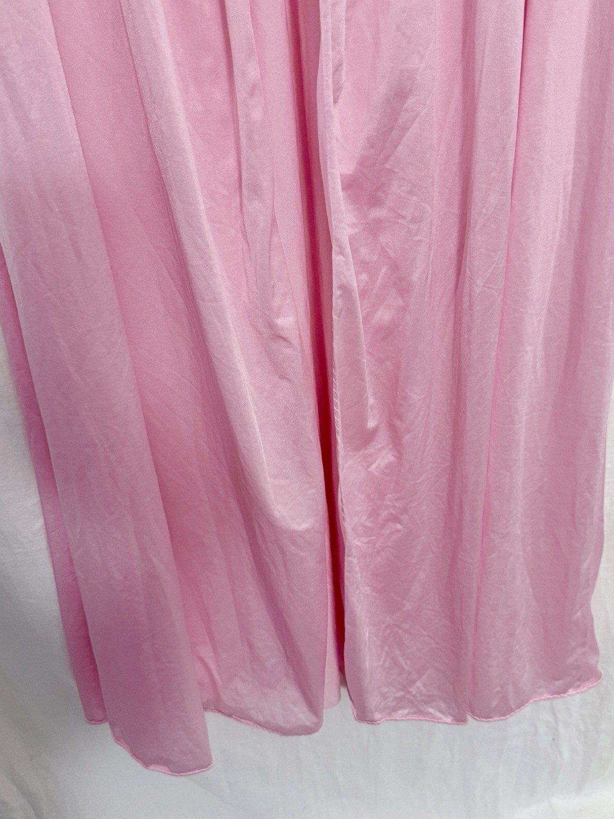VTG 70s Lily of France Rose Pink Peignoir Robe Lace Dolman Sleeve L Lingerie EUC