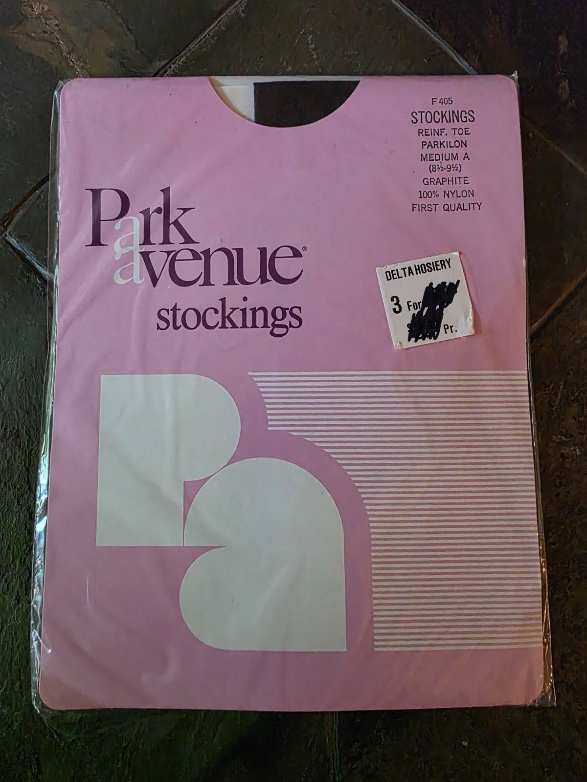 Park Avenue Stockings Vtg RT Med A 8 1/2-9 1/2 Graphite