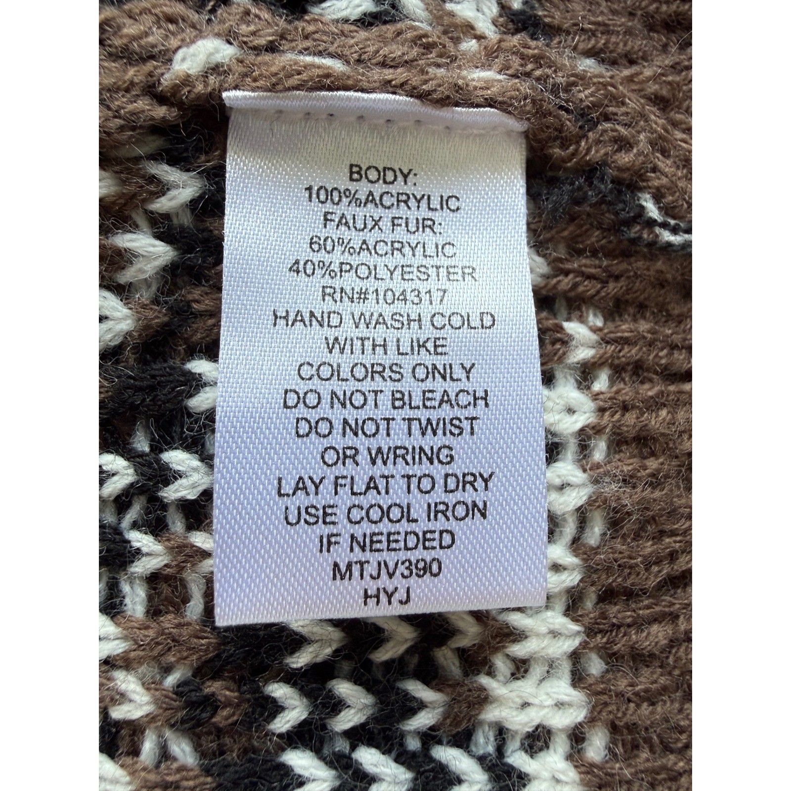 Sweater Vest Duster Faux Fur Trim Large Brown Open Front Western Boho Lagenlook