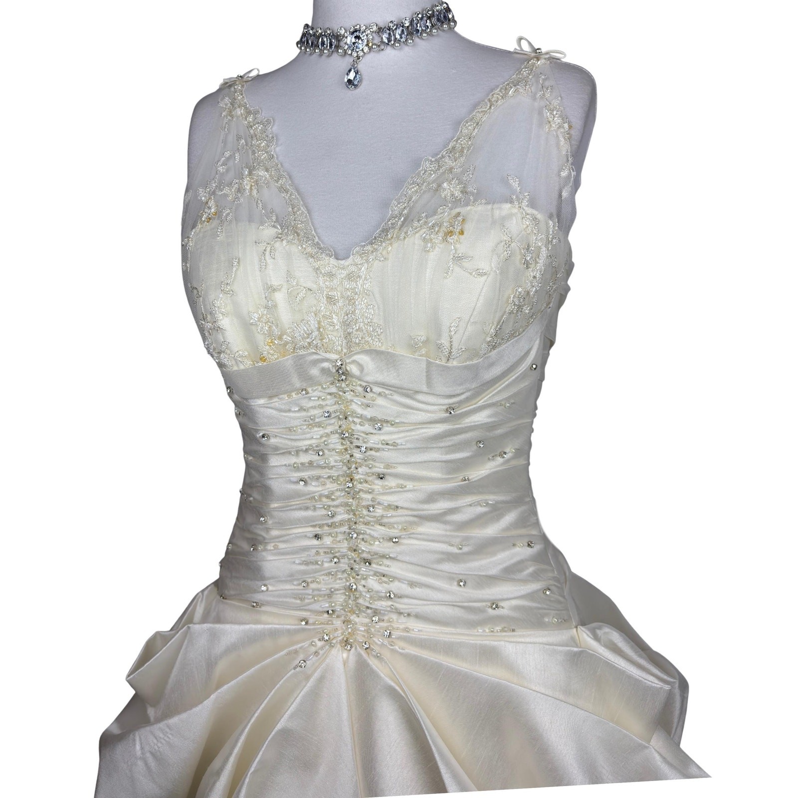 Vintage Romantic Wedding Dress With Veil Ivory Corset Bridal Gown Lace Fairycore