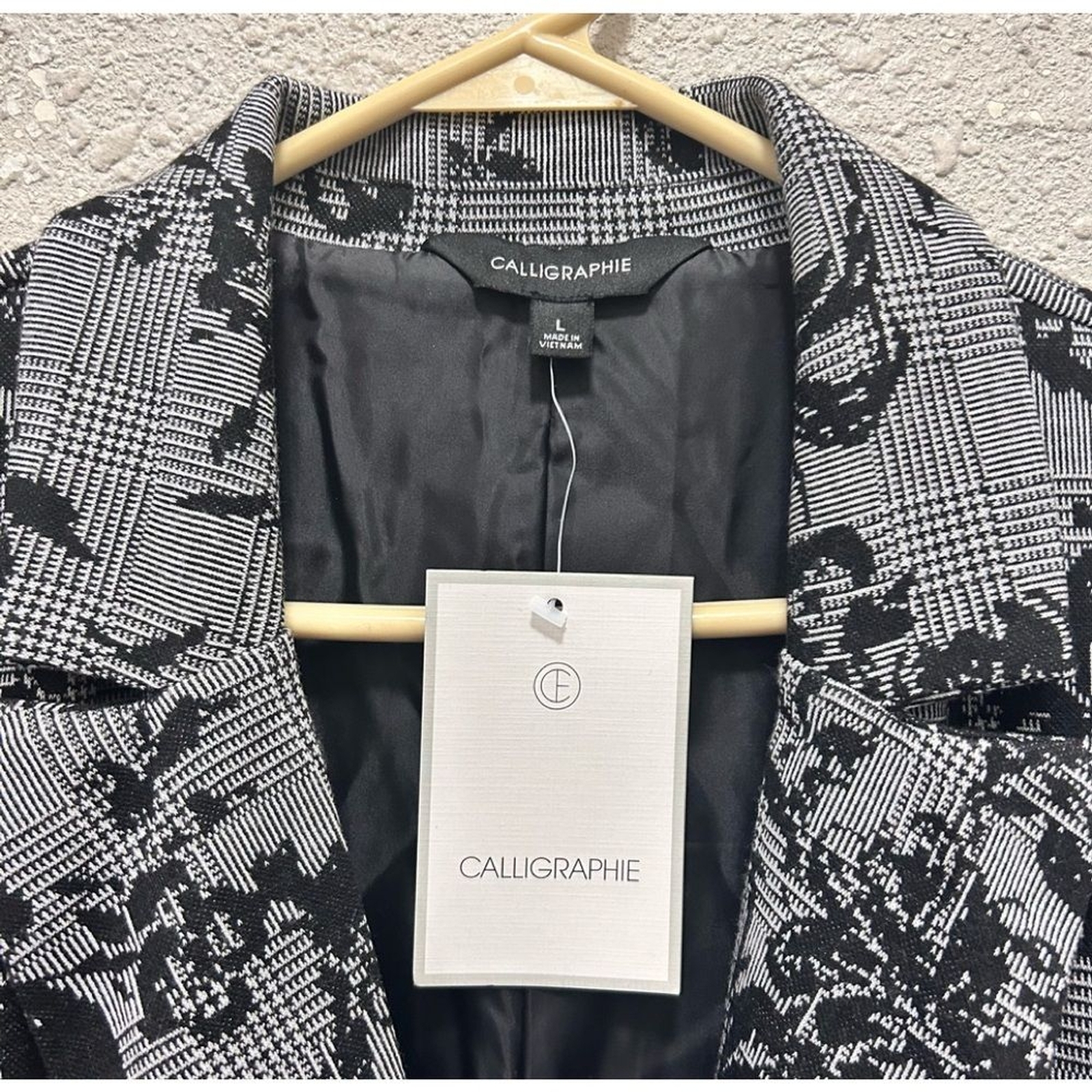 Calligraphie Grey and Black Floral Blazer Jacket NWT L