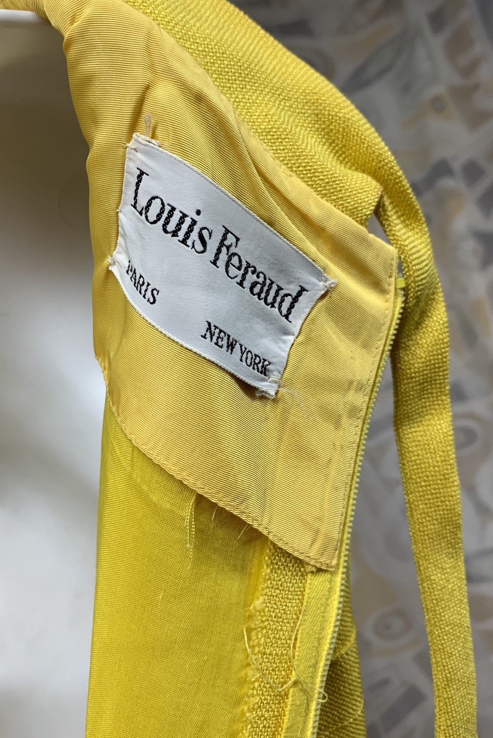 LOUIS FERAUD Paris New York Bright Yellow Vintage Shift Dress 1960’s