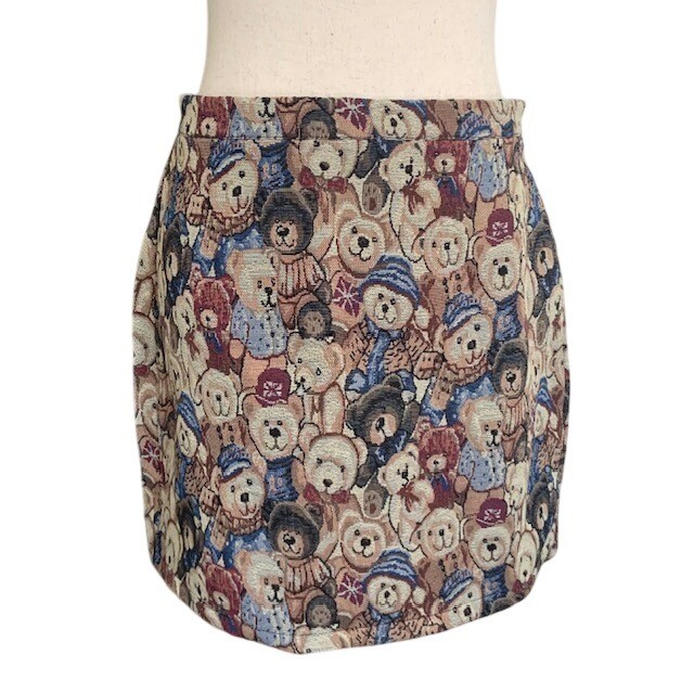 Teddy Bear Tapestry Mini Skirt L NWT Novelty Kawaii Coquette Indie Y2K Kitschy