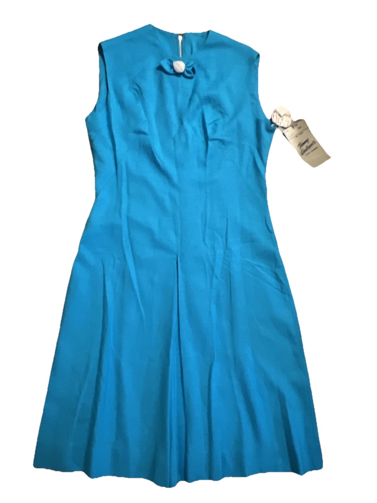 Vintage 70’s Midi Dress Tammy Andrews sleeveless turquoise Size 15 Jrs 32” waist