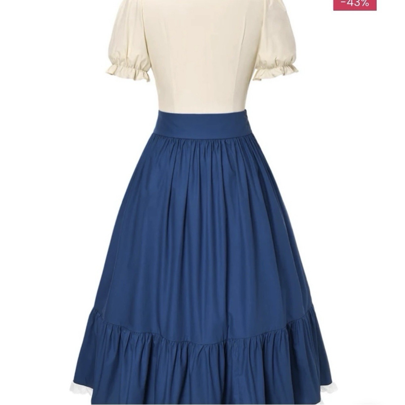 Vintage 2 piece Retro Stage Cream and Blue 1940’s Dress