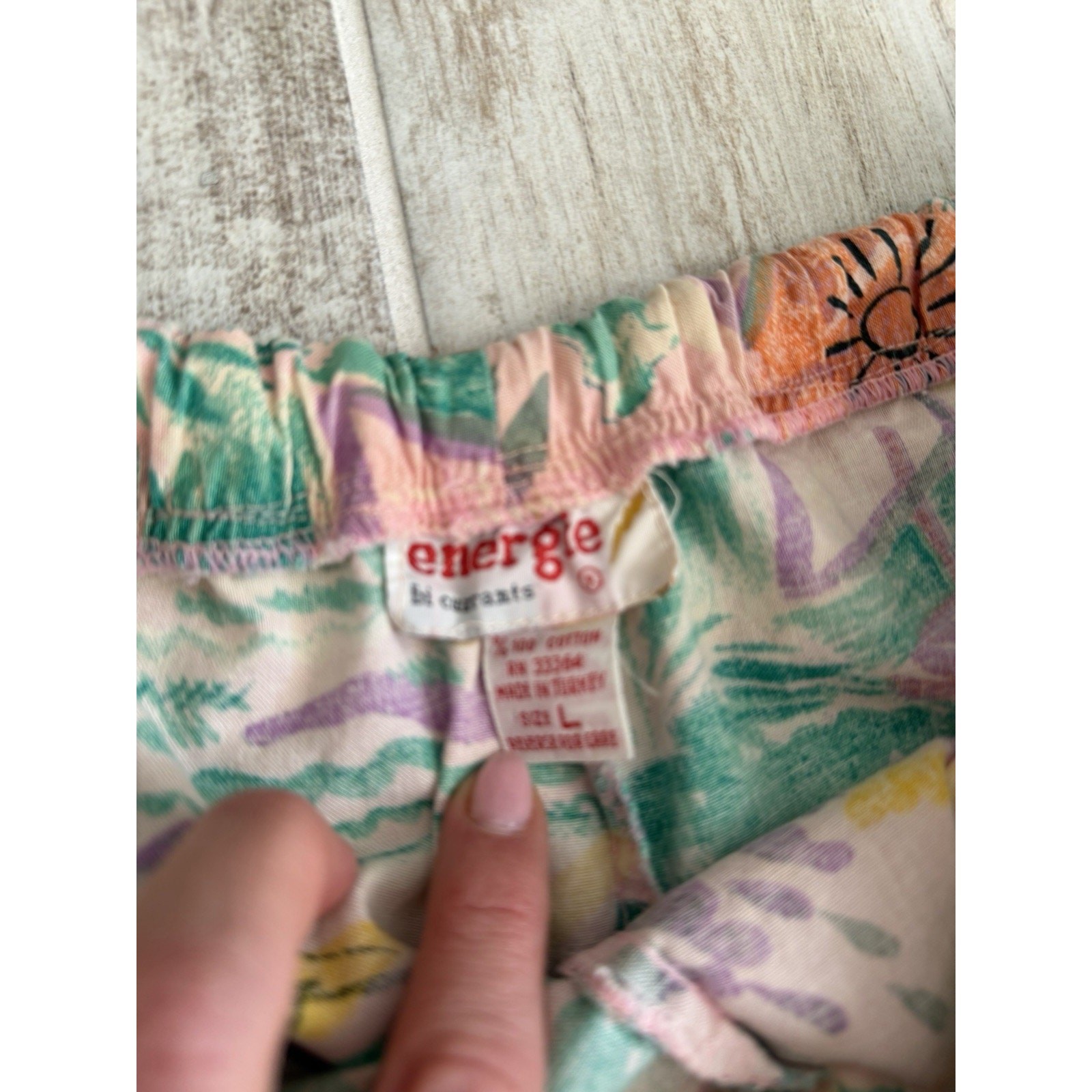 Vintage 80’s Shorts Energie bi currants Cotton Tropical Drawstring Shorts Large