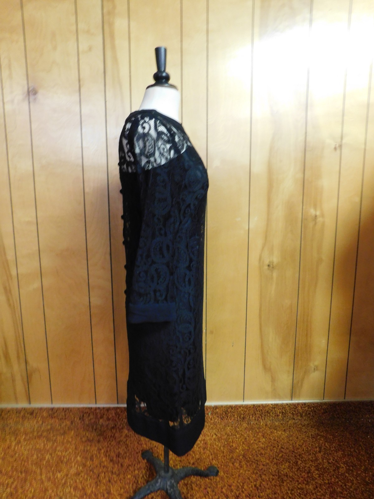 Vintage ELINOR GAY Lace over Black Slip „Little Black Dress” Waist 31″ *
