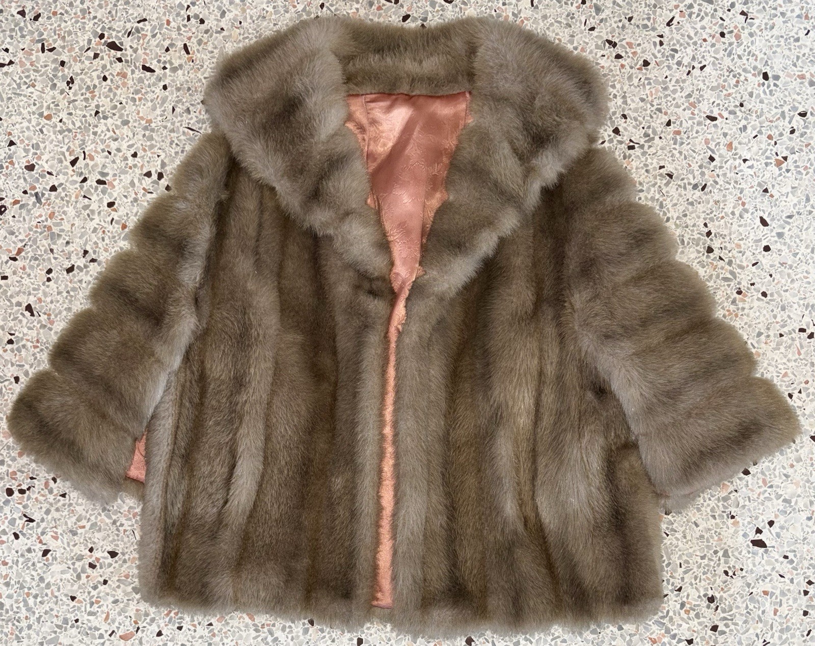 Vintage 1960s Sears Faux Lynx Fur Wrap Stole Shawl Lined Ex Condition