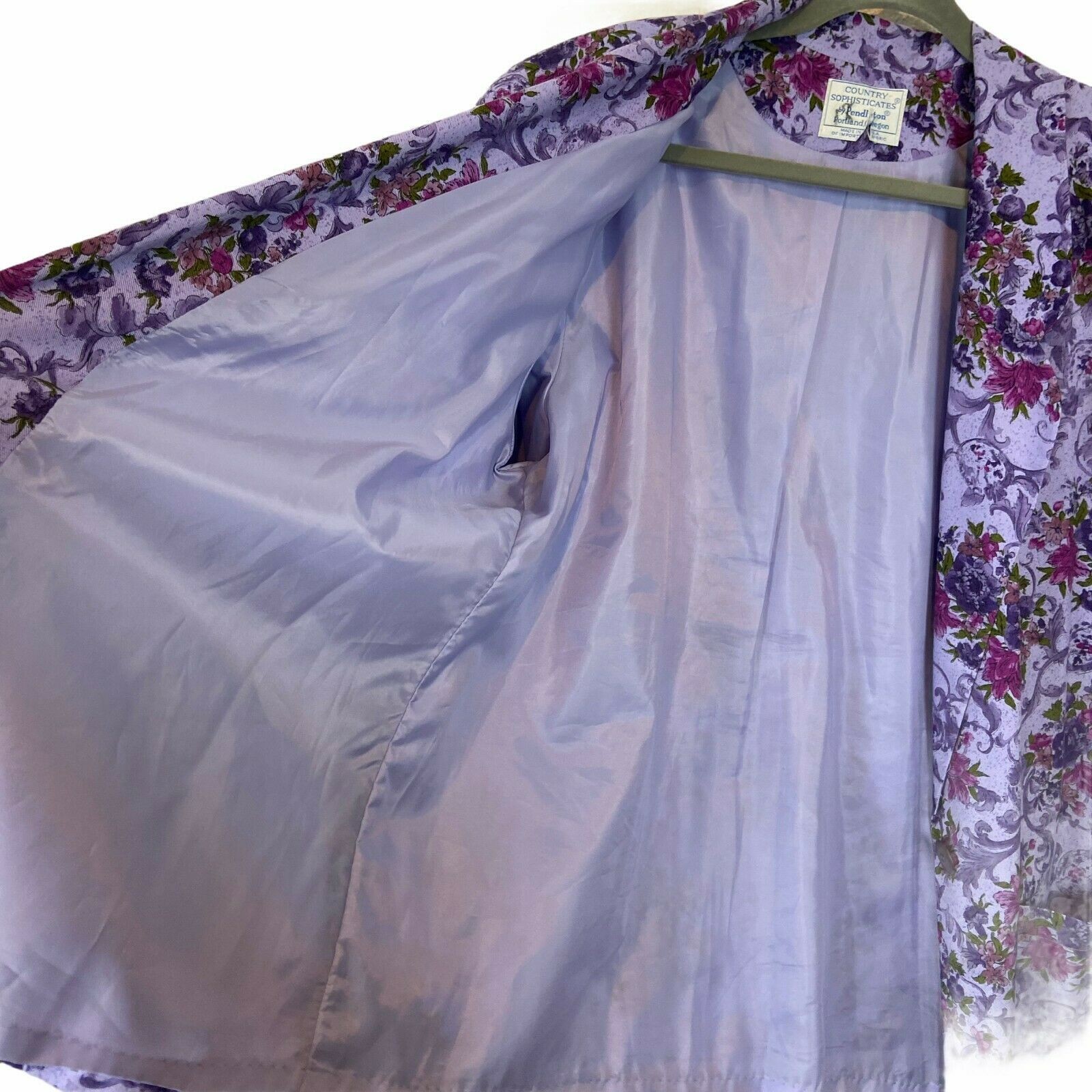 Pendleton Blazer Women Size 18 W Country Sophisticates Floral Purple VTG Library