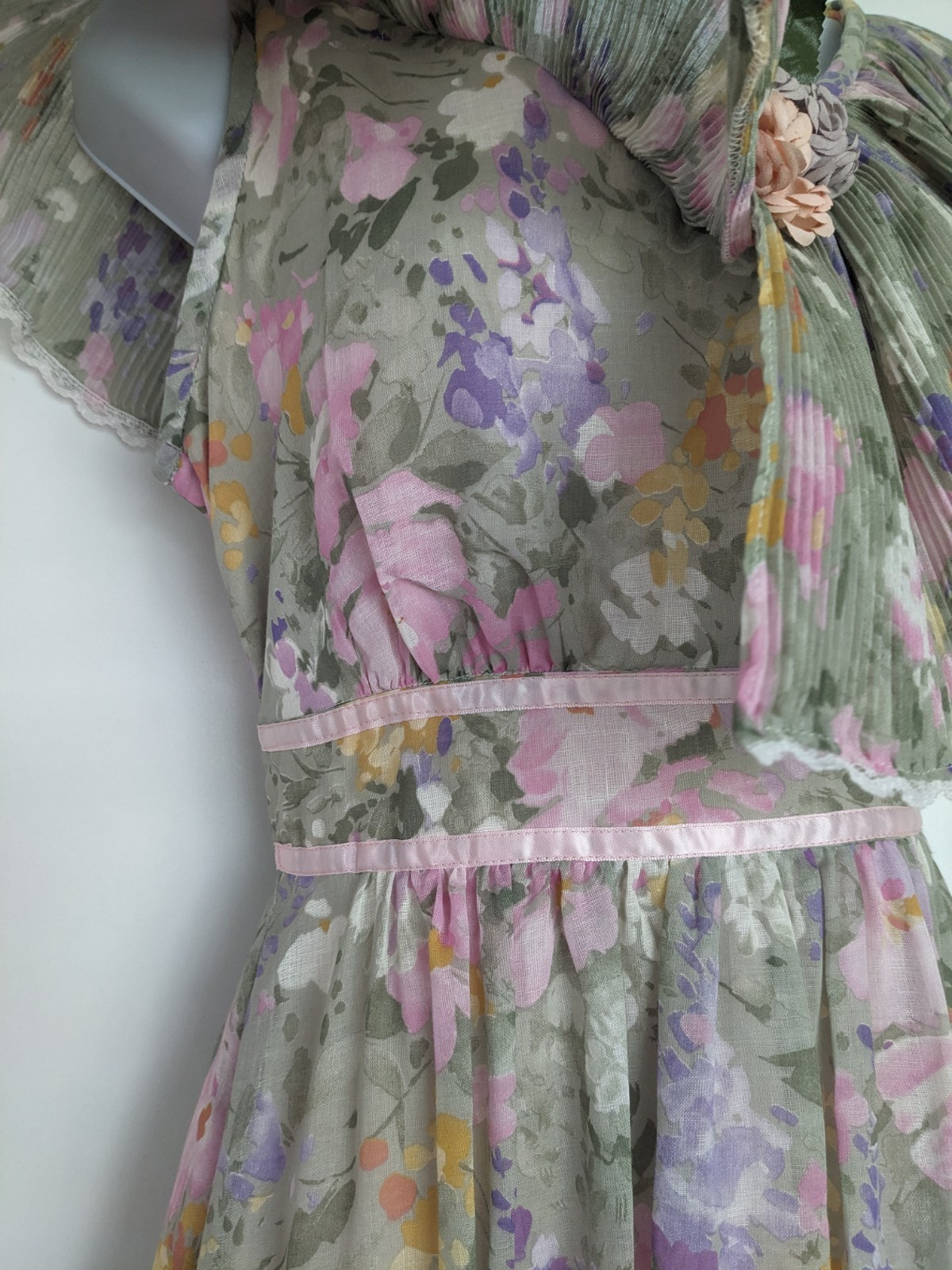 Candi Jones Vintage 70s Cottagecore Prairie maxi dress floral ruffle boho USA