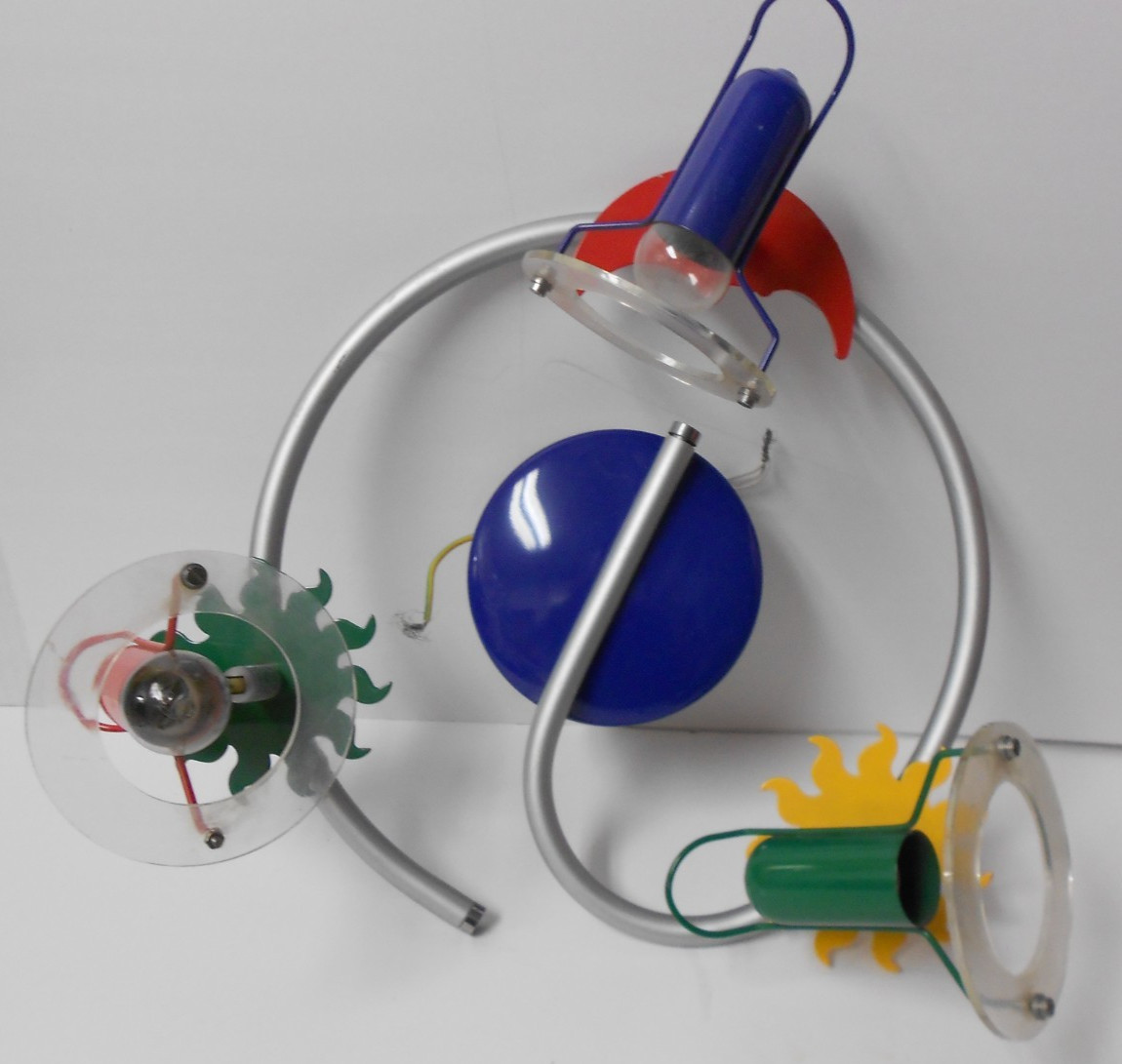 vintage modern authentic very rare, whimsical spiral celling light, sun ,moon