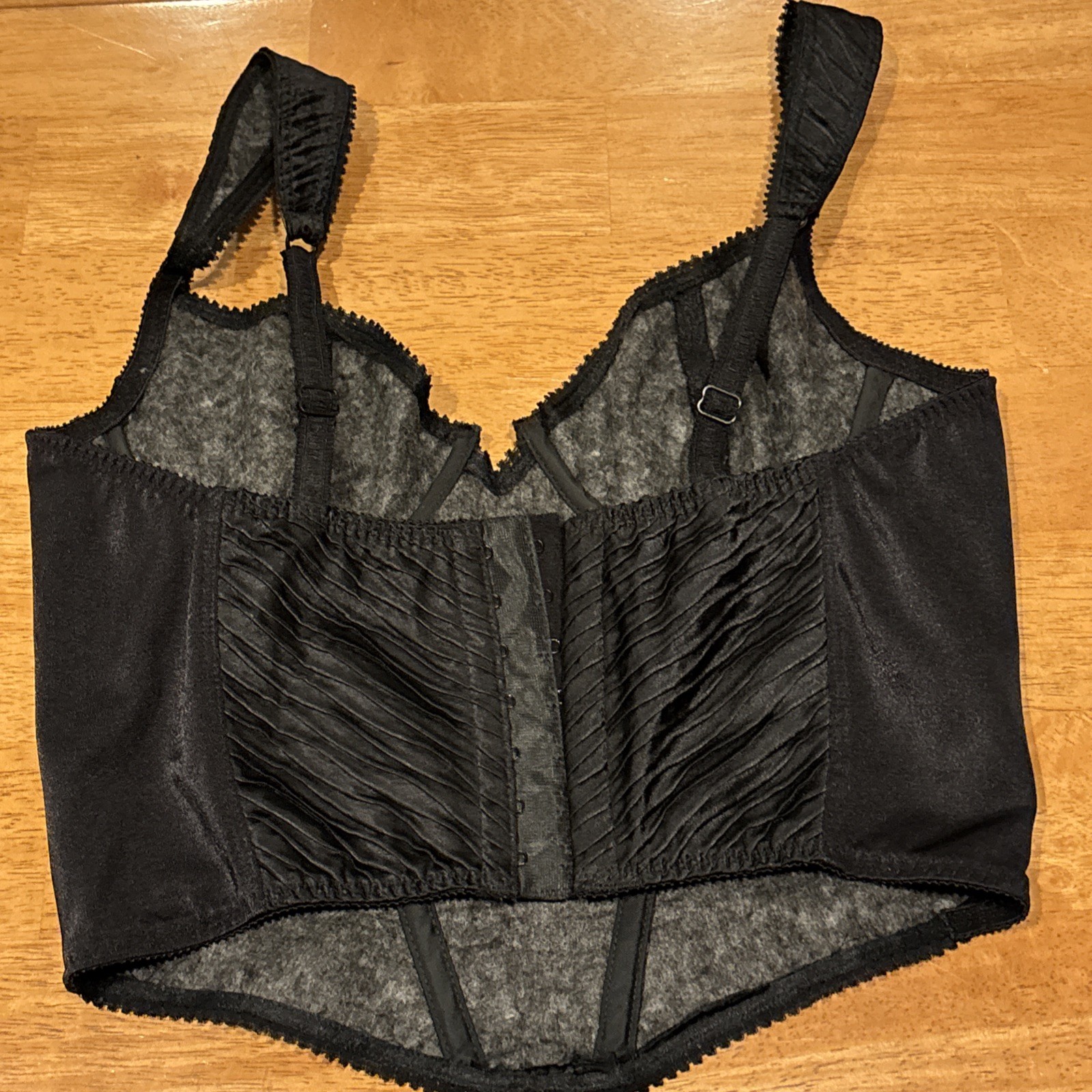 Vintage Lily Of France Black Bustier Corset By Dolores Bra Style Size 36B Cups