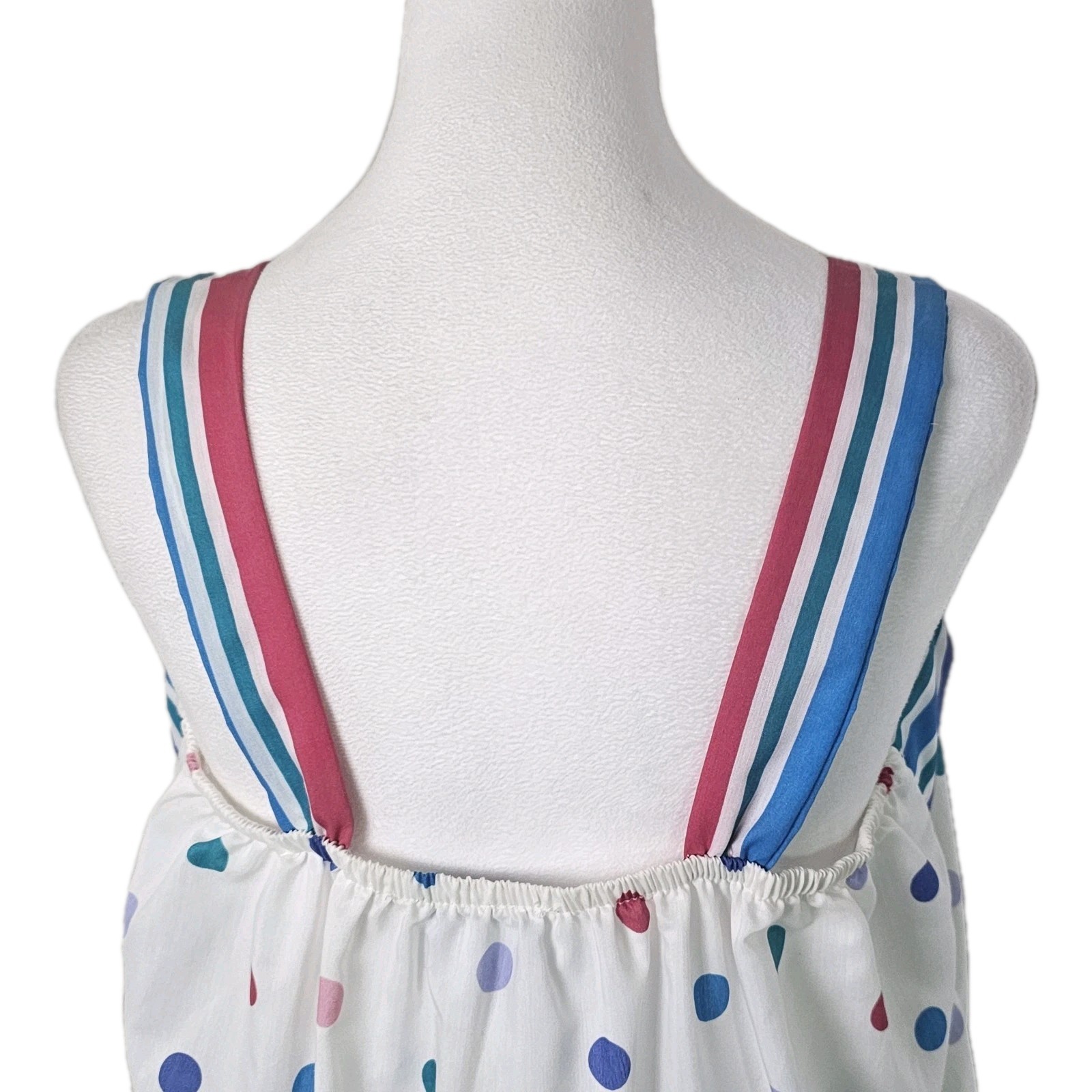 VTG 1980’s Its A Charm Deadstock Multi Color Polka Dot/Stripe Dress Whimsy Sz L
