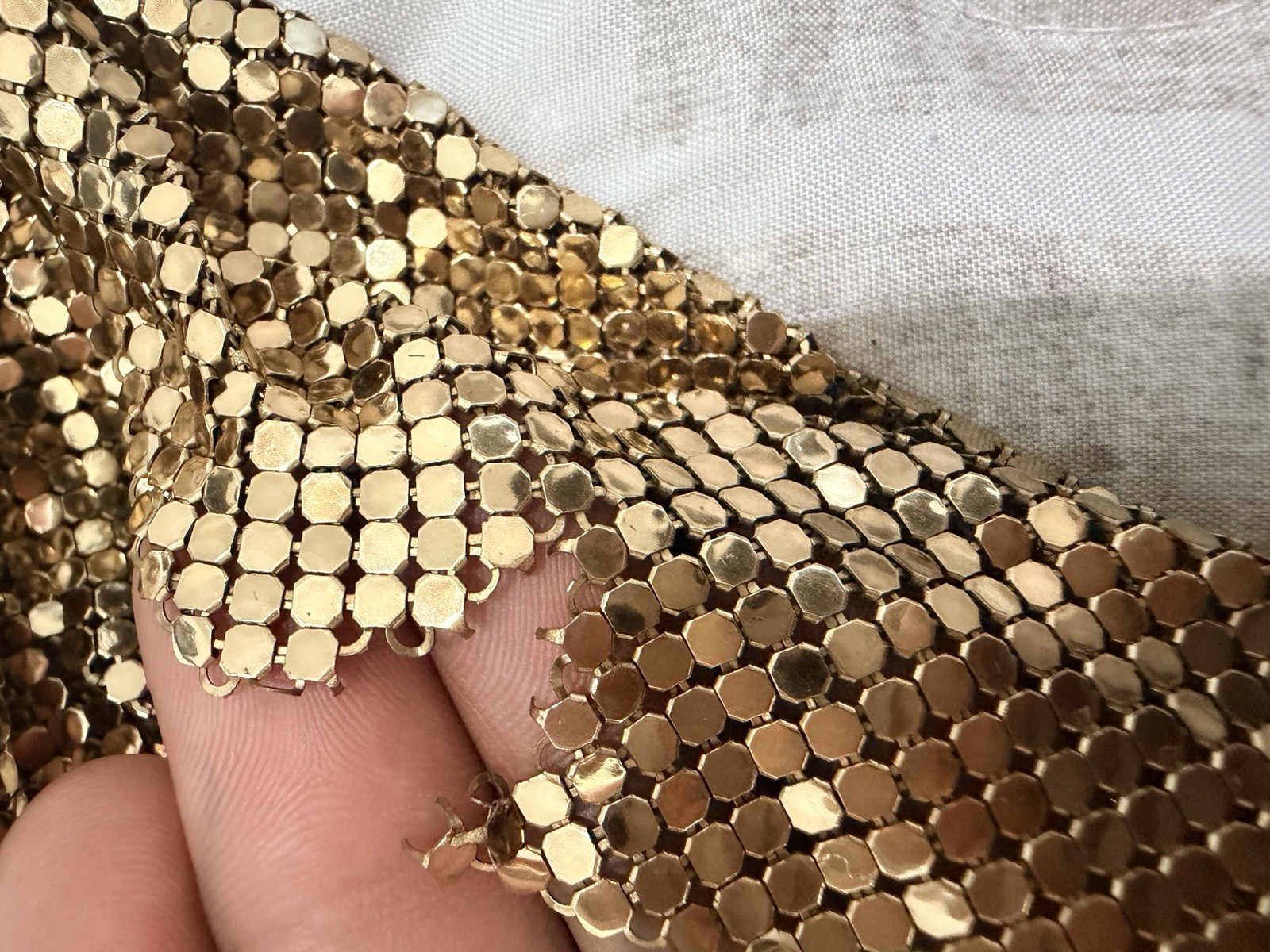 Vintage Whiting Davis Gold Metal Chainmail Tunic Dress Top M Studio 54 USA READ