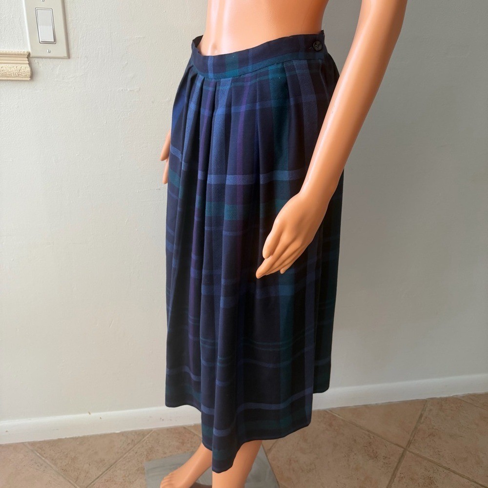 Vintage Lombardi of Hartford Plaid Pencil Skirt Pockets Wiggle Blue Academia L