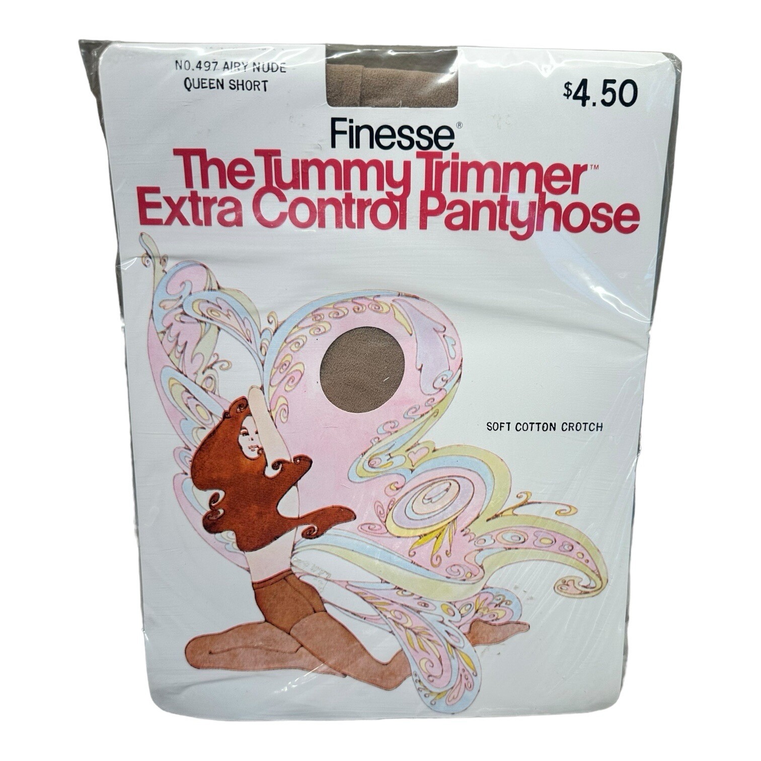 Vintage 1978 Finesse The Tummy Trimmer Extra Control Pantyhose Airy Nude Q Short