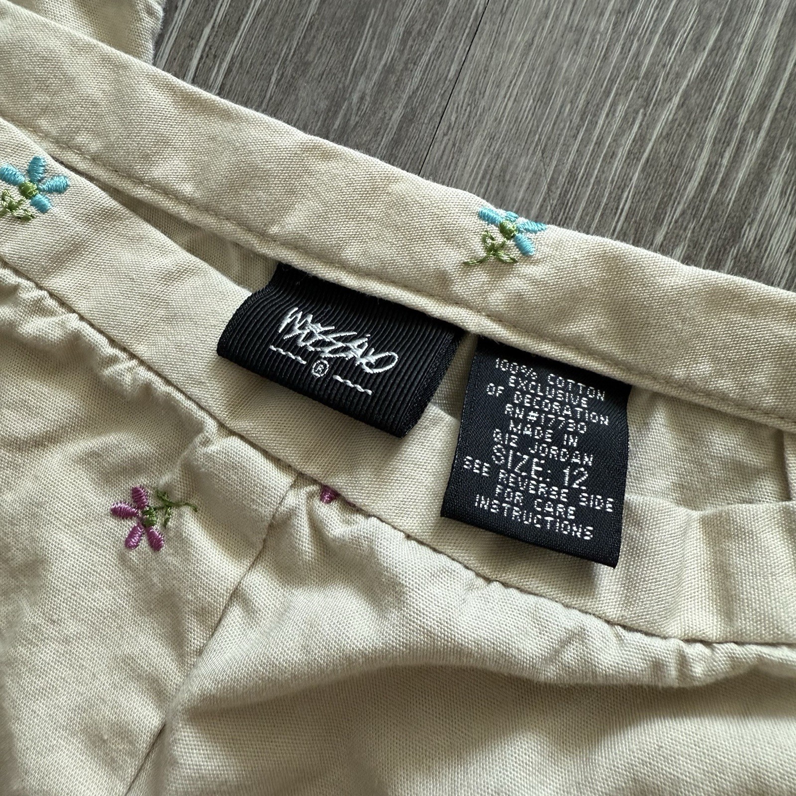 Vintage 90s Mossimo Capri Beach Pants Embroidered Linen, Lagenlook Hippie Sz 12