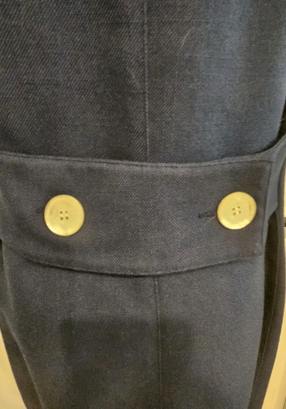 Vintage Lined Navy Pretaporte Coat Dress w/White Mother of Pearl Buttons Sz 6