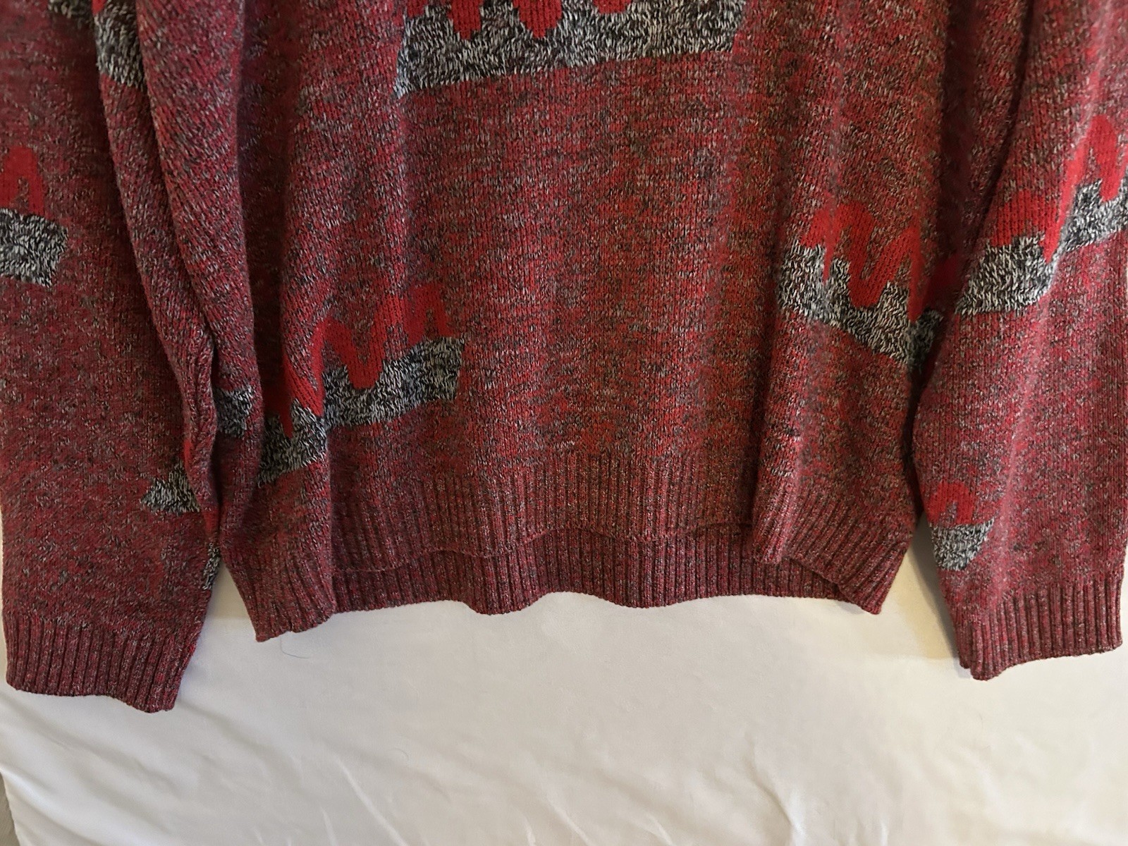 VTG 80s Sweetree USA Marled Knit Sweater Red Wave Graphic Grandpacore Indie M
