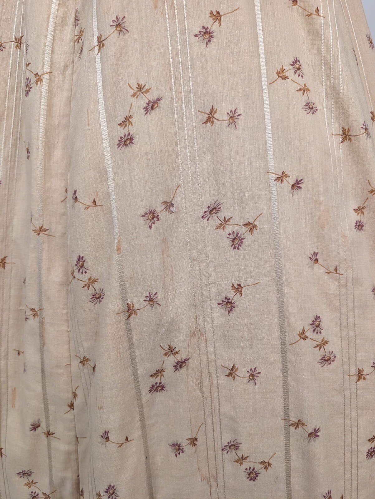 EARLY EDWARDIAN FLORAL PRINT BLONDE WOOL DRESS W SNOW WHITE SILK DE CHINE