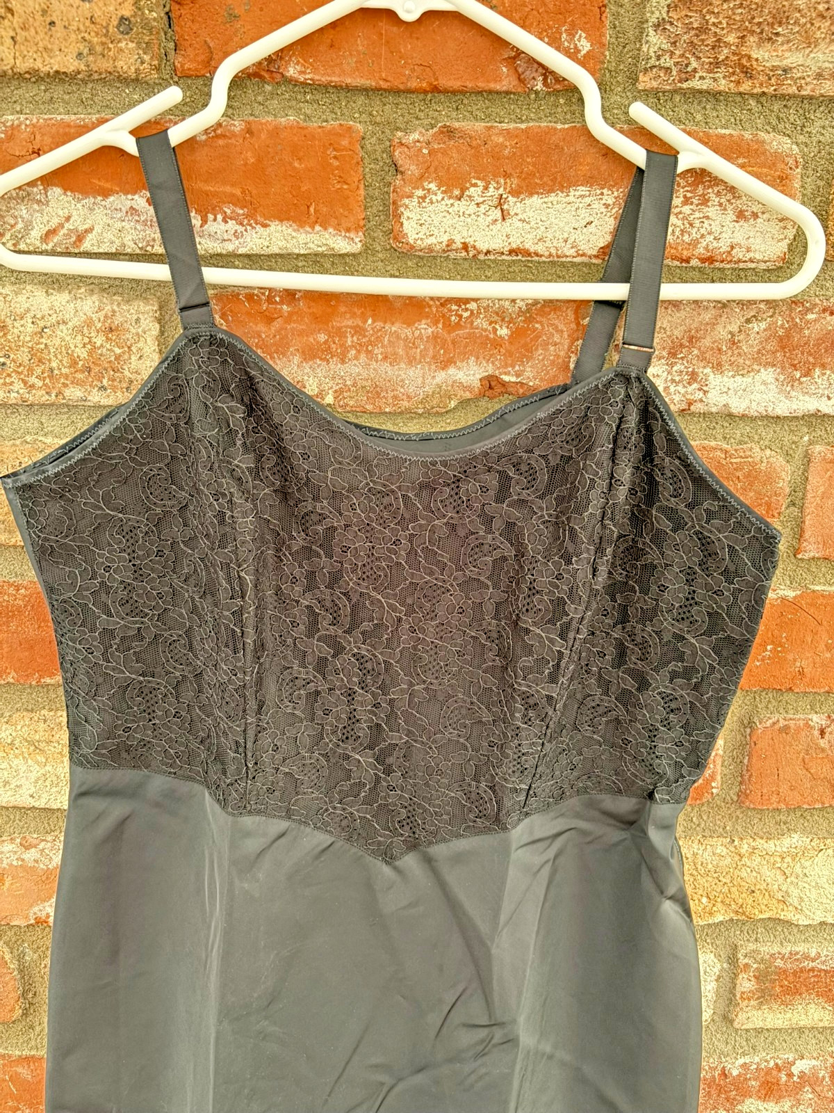 Elegant, Vintage 1980s Black Taffeta Slip (Dress) with Side Zipper, Size 38