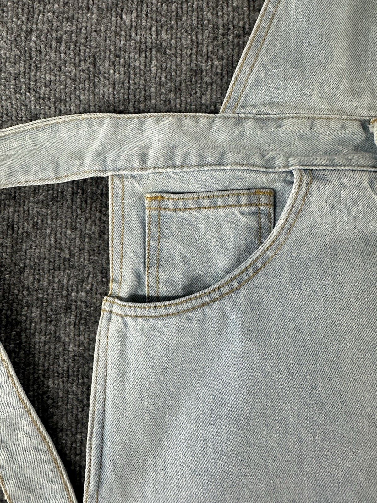 Vintage Guess Denim Overall Light Wash 90s Mini Pinafore Womens Apron Rare