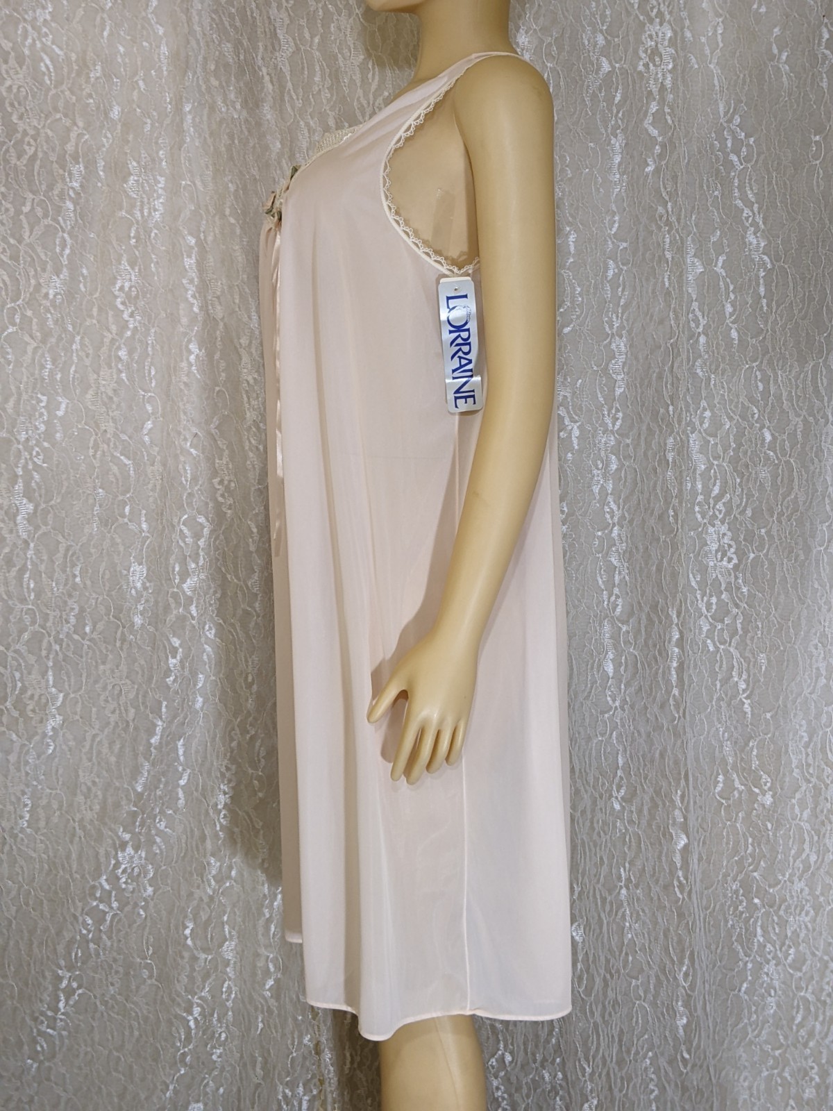 Vintage Lorraine Soft Pink Lightweight Lingerie Dress Nightgown Robe Set L
