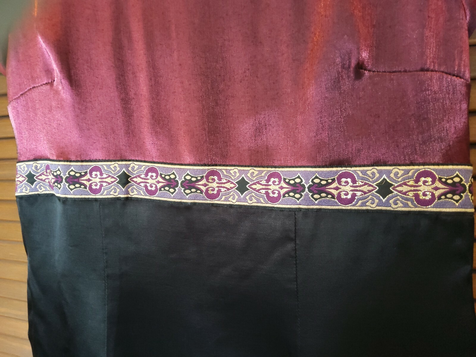 Vintage Taurus II Shimmery Rose Black Empire Waist Lined Dress Size 8 Petite