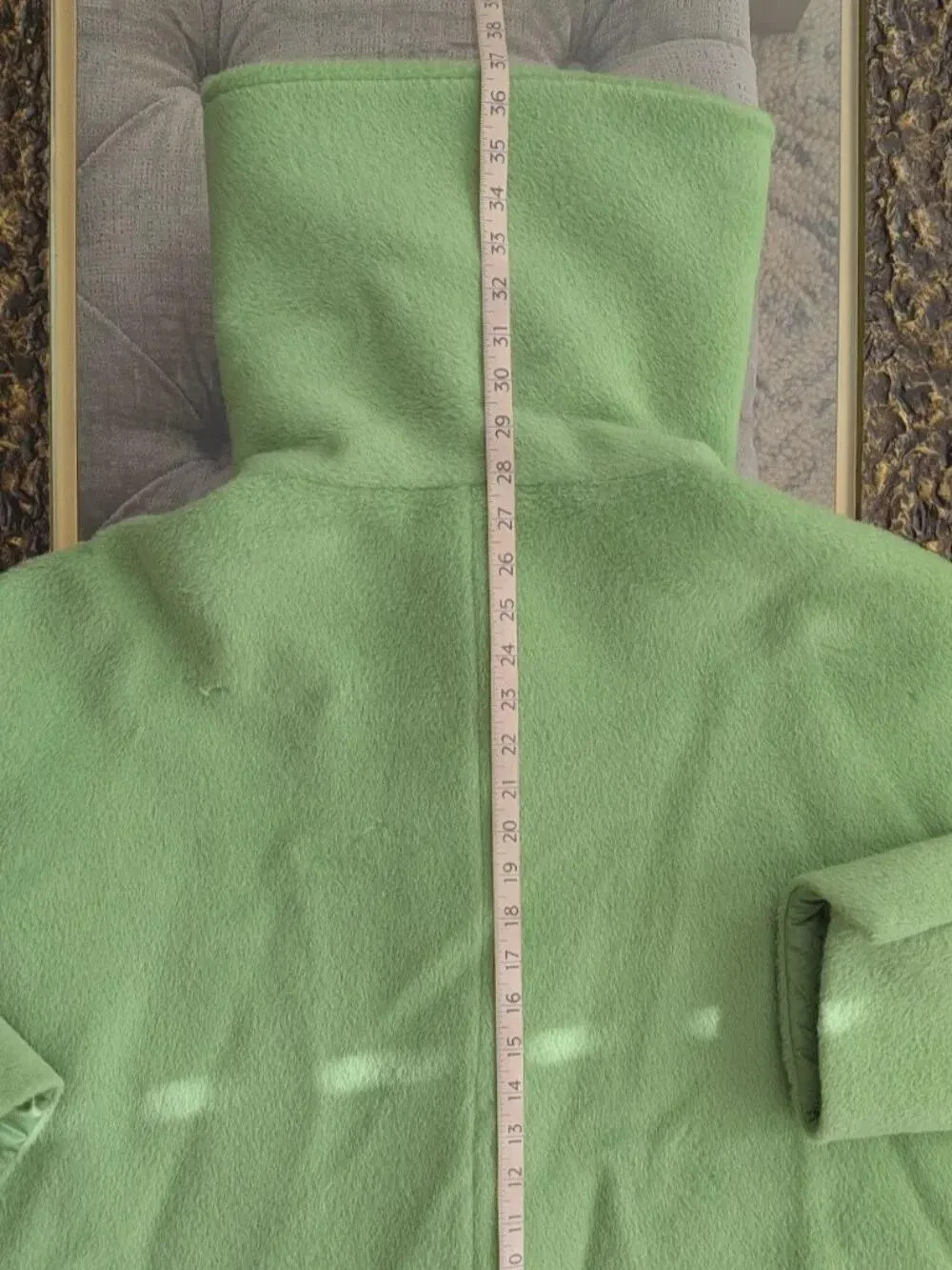 Armani Collezioni Vintage 00s Wool Llama Coat Apple Green Oversized Collar Sz L