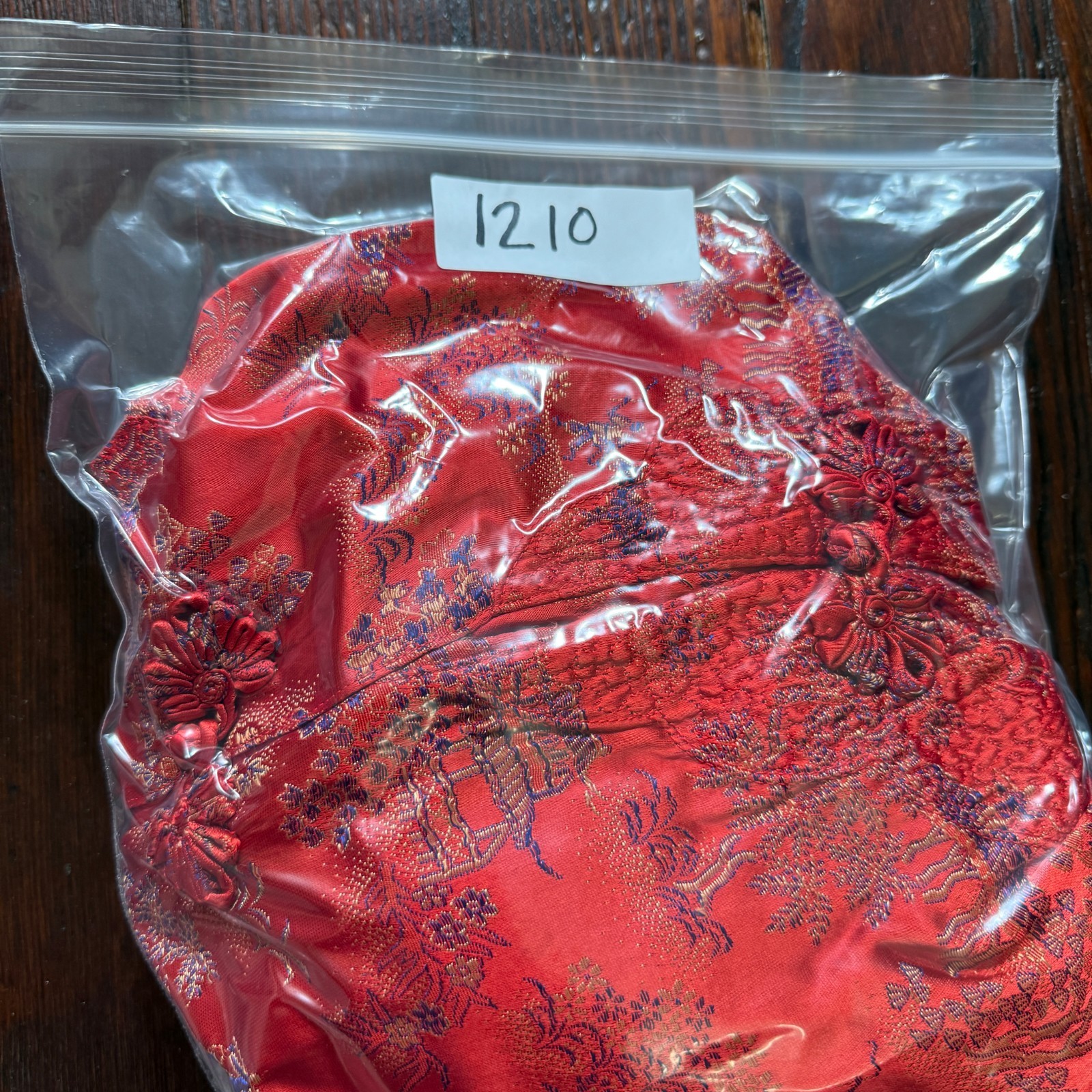 VTG Peony Brand Dress Womens Red Floral 40s Rayon Asian Gown Robe Shanghai China