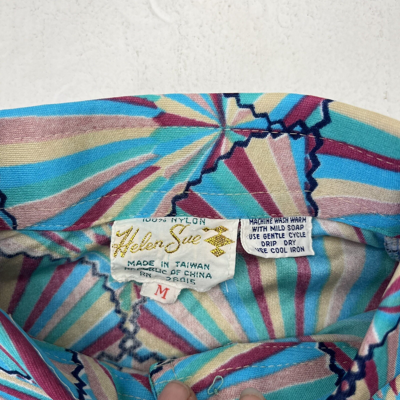 Vintage Helen Sue Bright Colorful 70’s Novelty Long Sleeve Button-Up Womens M