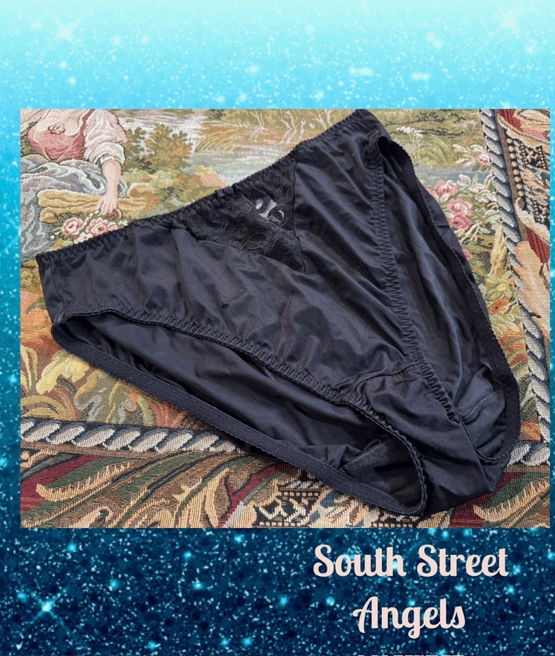 VINTAGE WACOAL 84299 ~ BLACK ~ ARABESQUE HI-CUT BRIEF PANTIES XL
