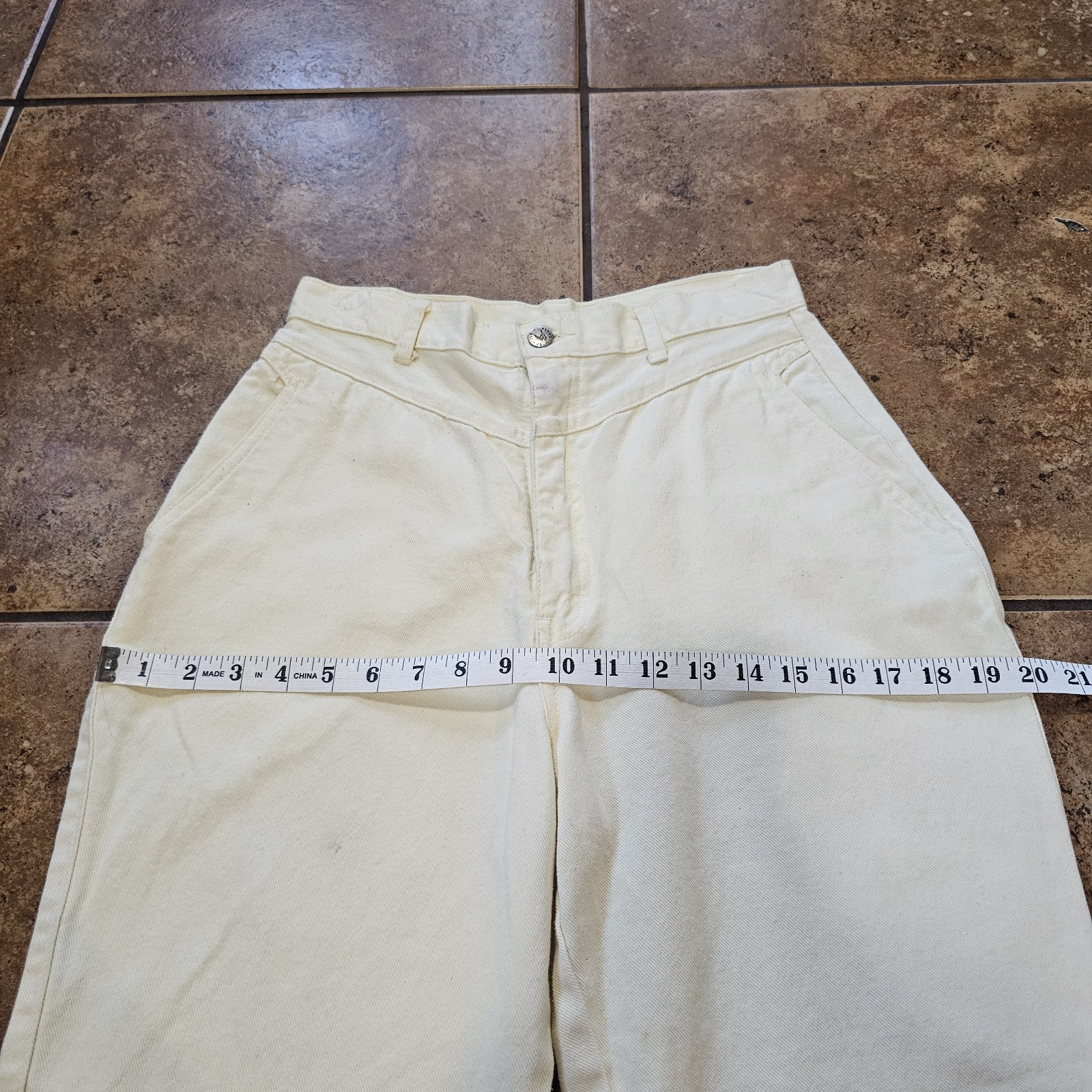 Vintage Seattle Blues Pants Light Yellow Mom High Rise Western Style 80s 90s