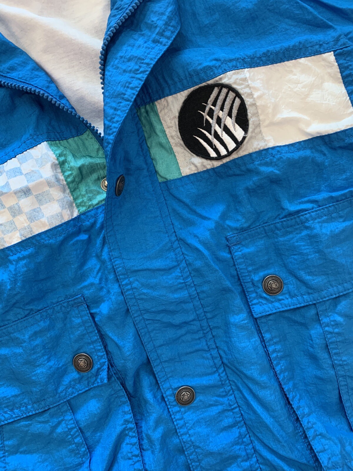VINTAGE 80’S WOMENS COURT TECH TRACK SWEAT SUIT JACKET & PANTS BLUE Size Medium