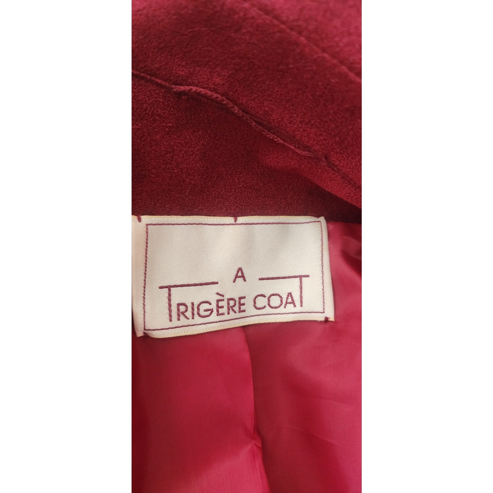 Vintage 1970s Pauline Trigère Ultrasuede Coat Burgundy Red Maxi Trench