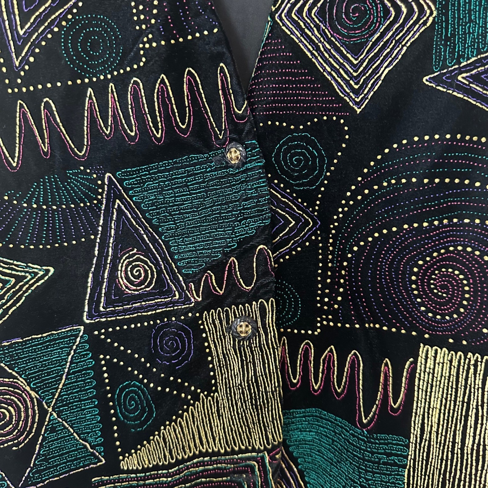 Vintage 80s 90s Funky Bold Geometric Vest Size L Multicolored Art Teacher Indie